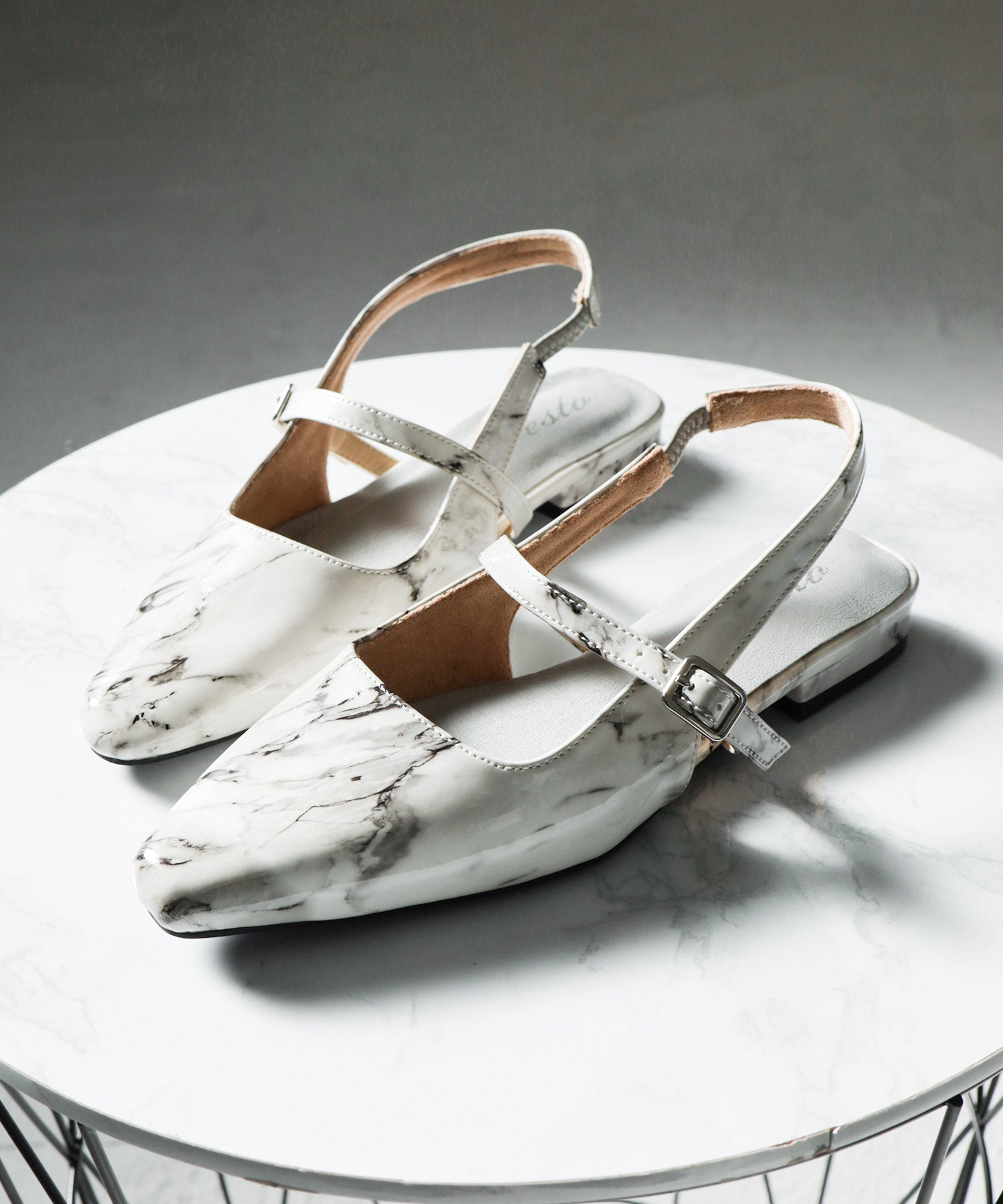 スクエアトゥバックストラップメリージェーンパンプス▲返品不可