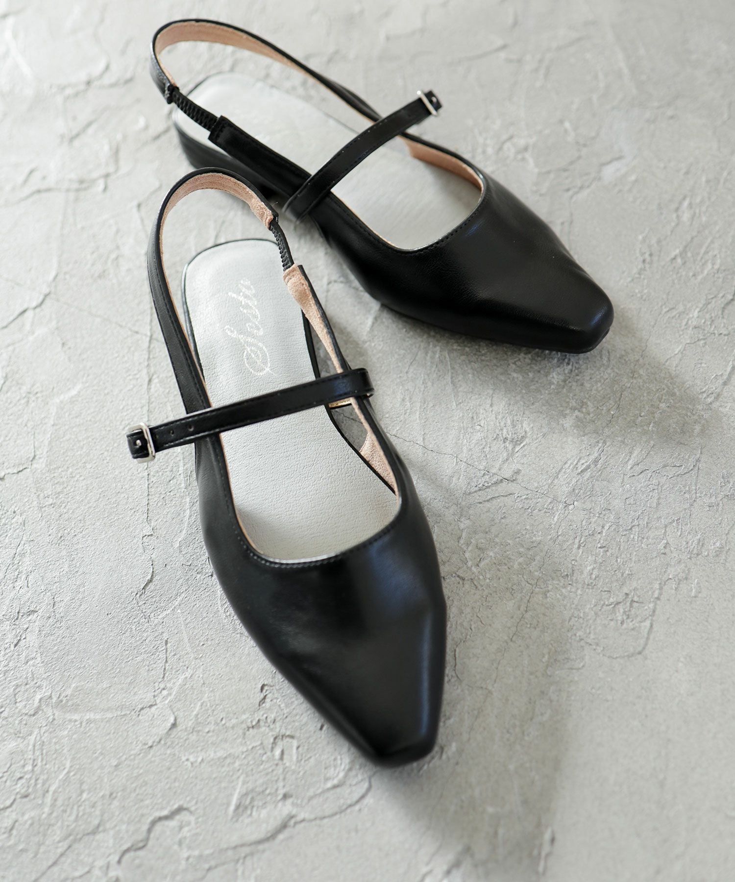 スクエアトゥバックストラップメリージェーンパンプス▲返品不可