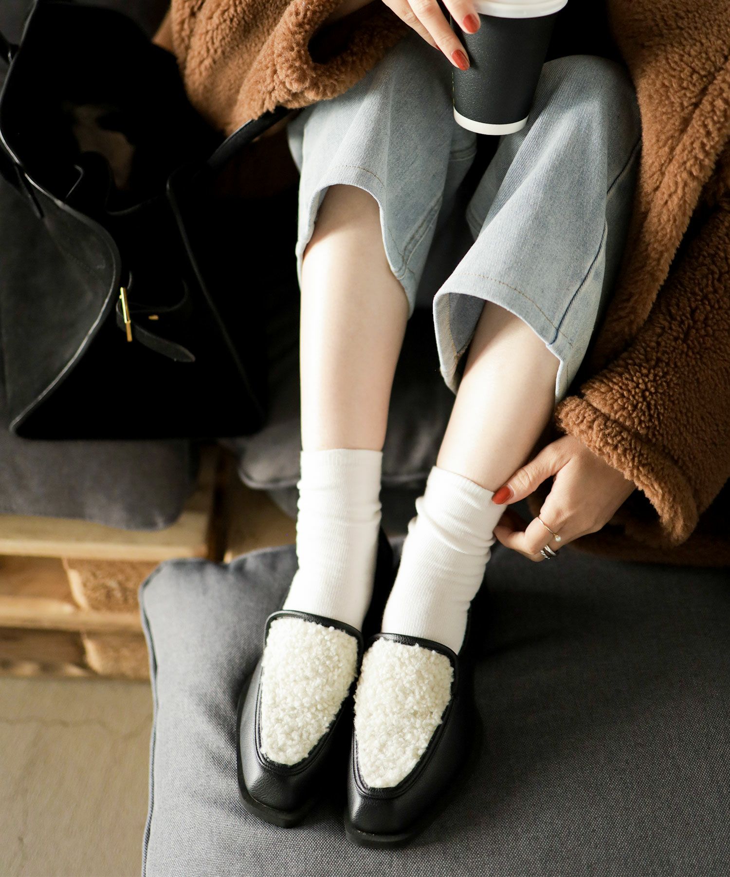 もこもこボアローファー▲返品交換不可