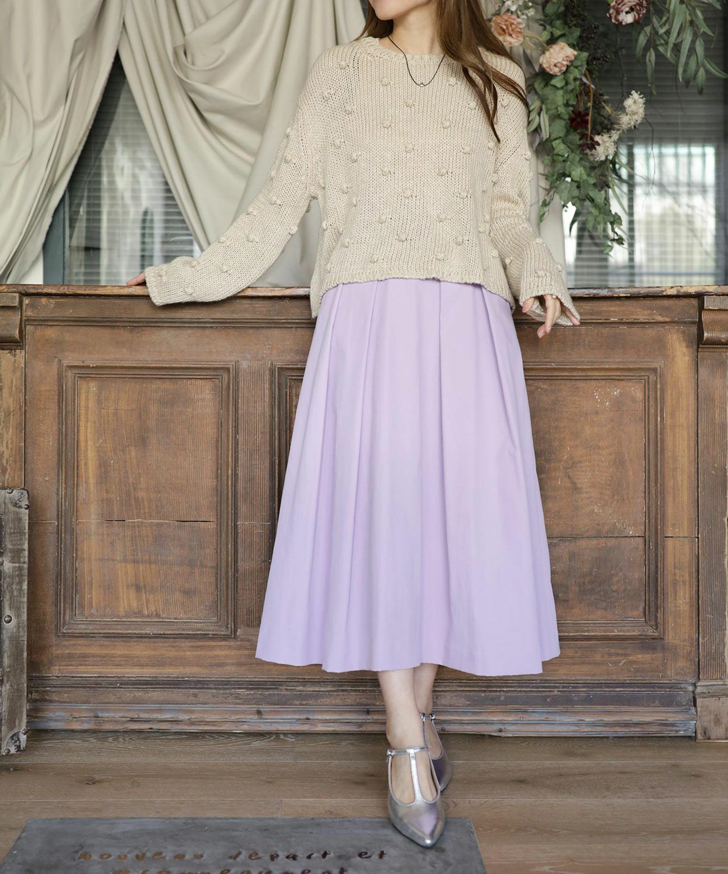 Tストラップミドルヒールパンプス