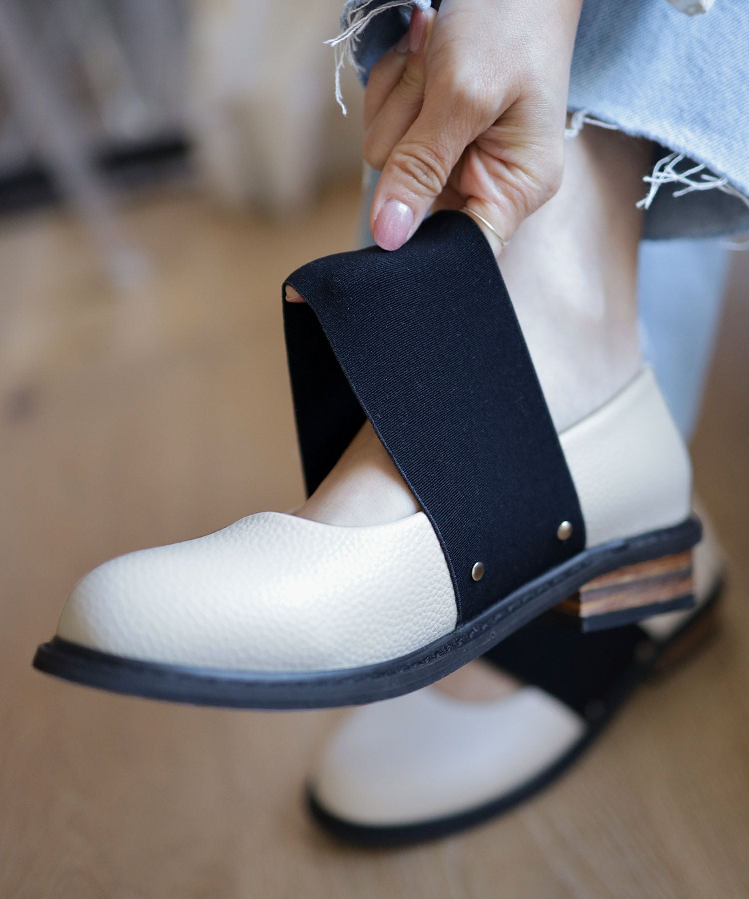 ゴムストラップローファー▲返品不可