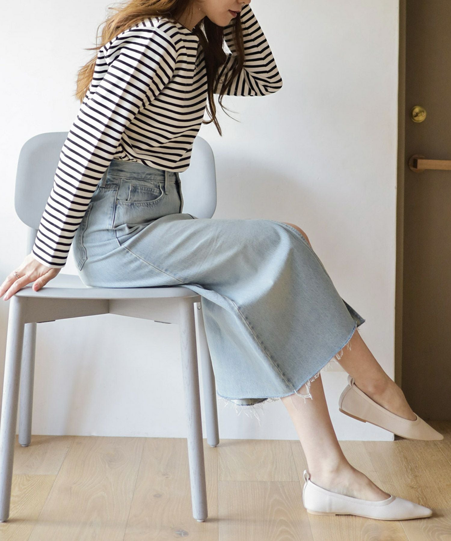 柔らか素材ポインテッドトゥフラットパンプス 一部4月上旬入荷予定