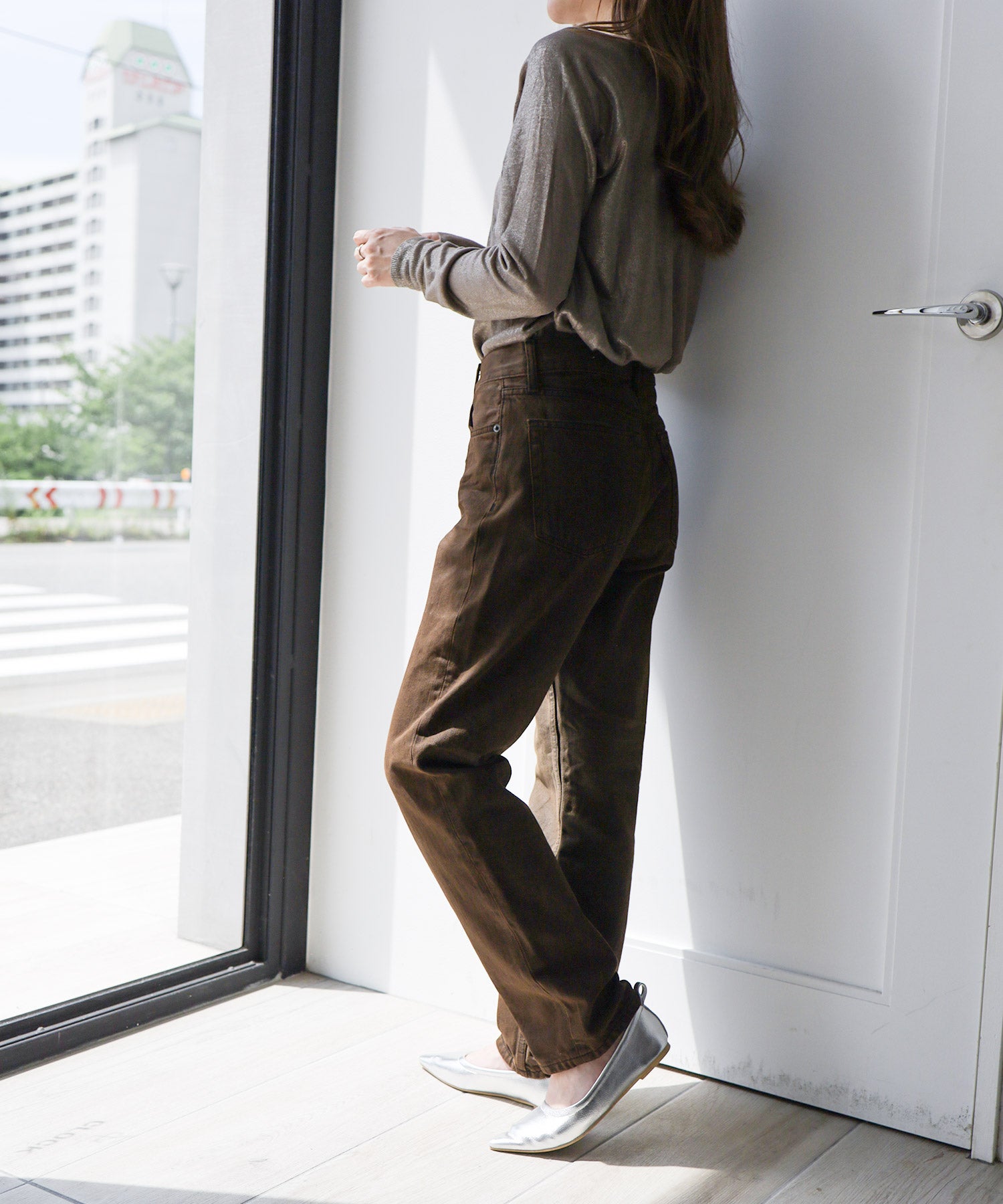 柔らか素材ポインテッドトゥフラットパンプス 一部4月上旬入荷予定