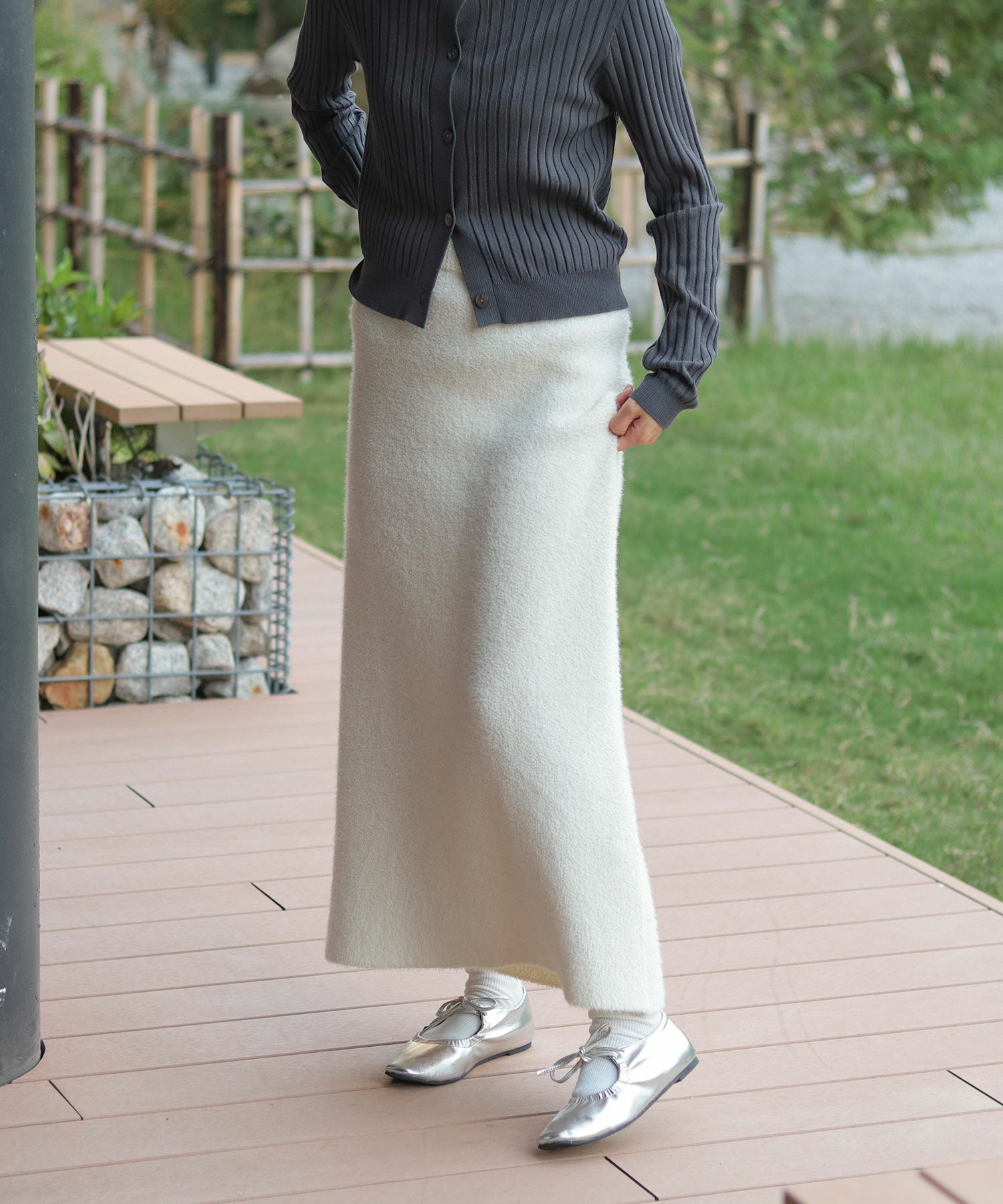 スムース素材レースアップリボンバレエシューズ▲返品不可