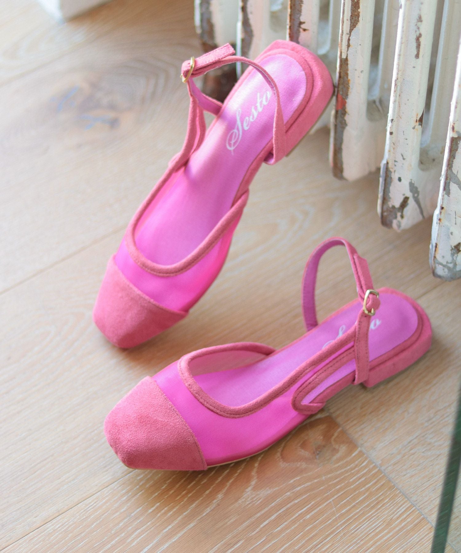 シースルースリングバックローヒールパンプス▲返品交換不可