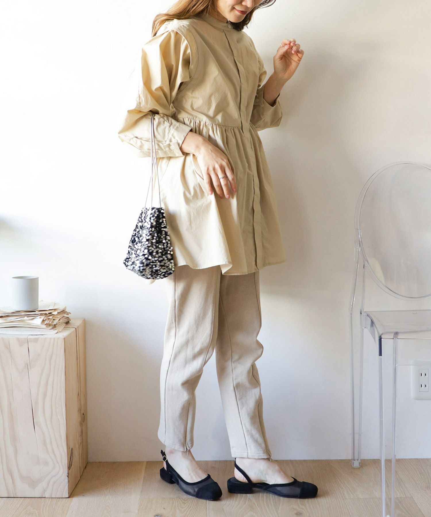 シースルースリングバックローヒールパンプス▲返品交換不可