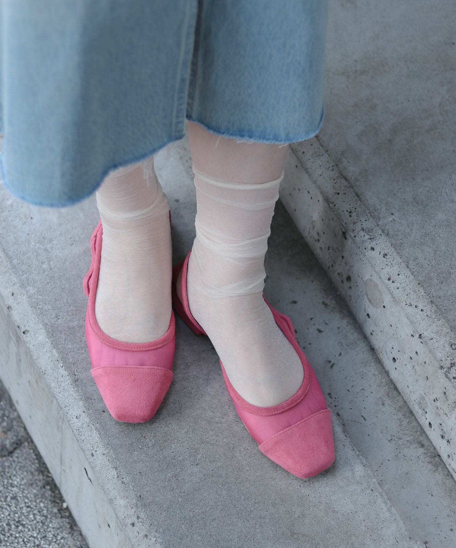 シースルースリングバックローヒールパンプス▲返品交換不可