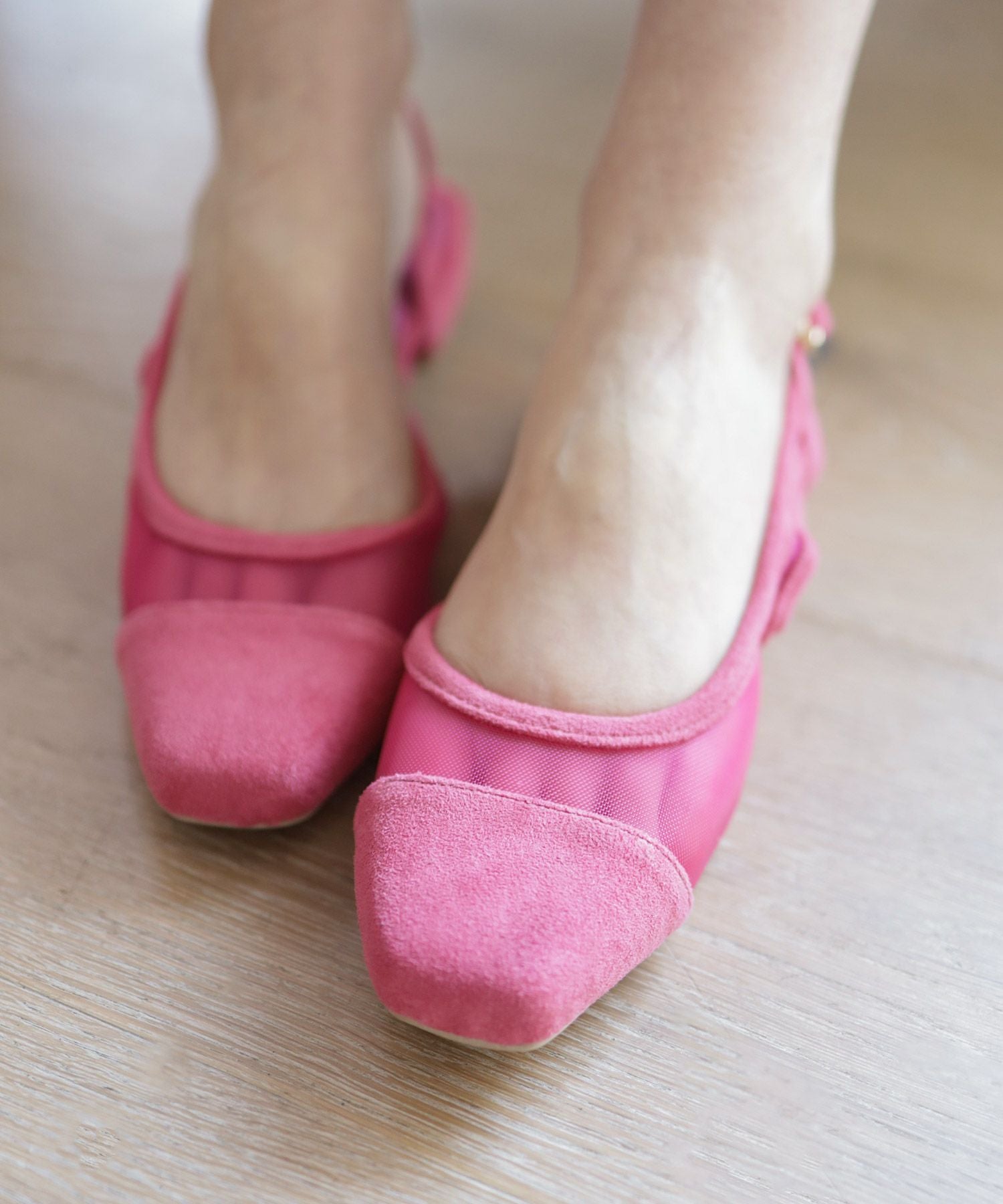 シースルースリングバックローヒールパンプス▲返品交換不可