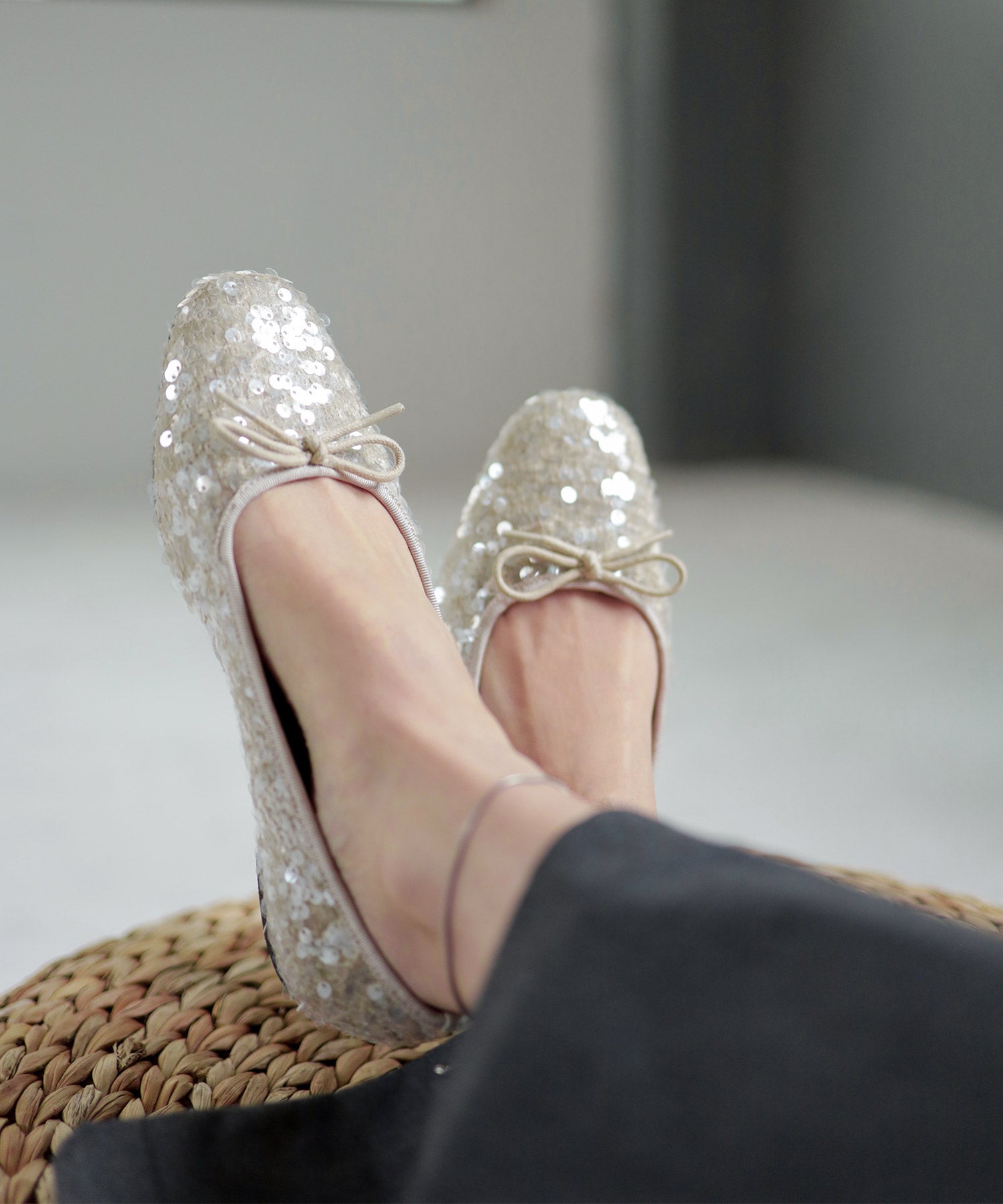 スパンコールバレエシューズ