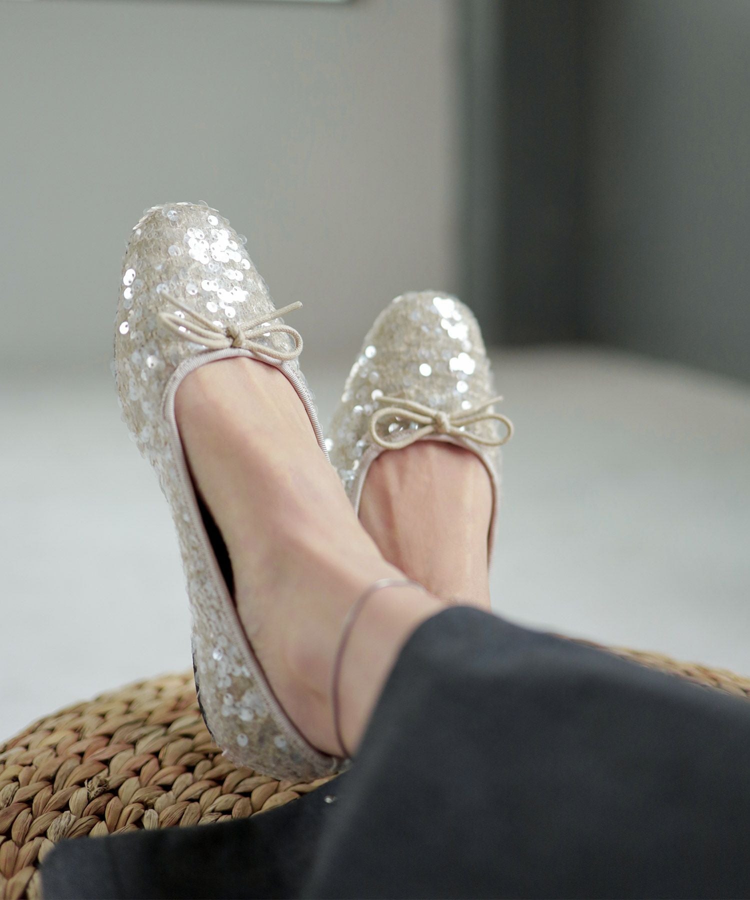 スパンコールバレエシューズ