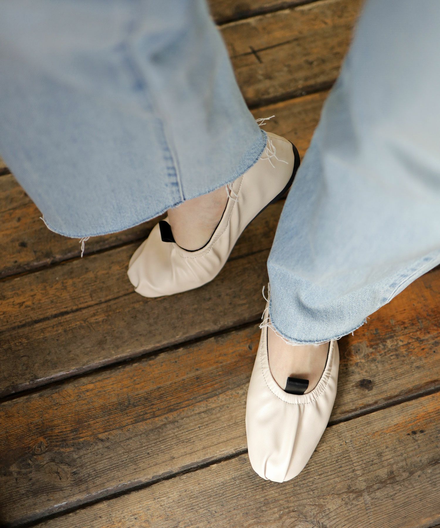 柔らかゴムフラットバレエパンプス▲返品交換不可