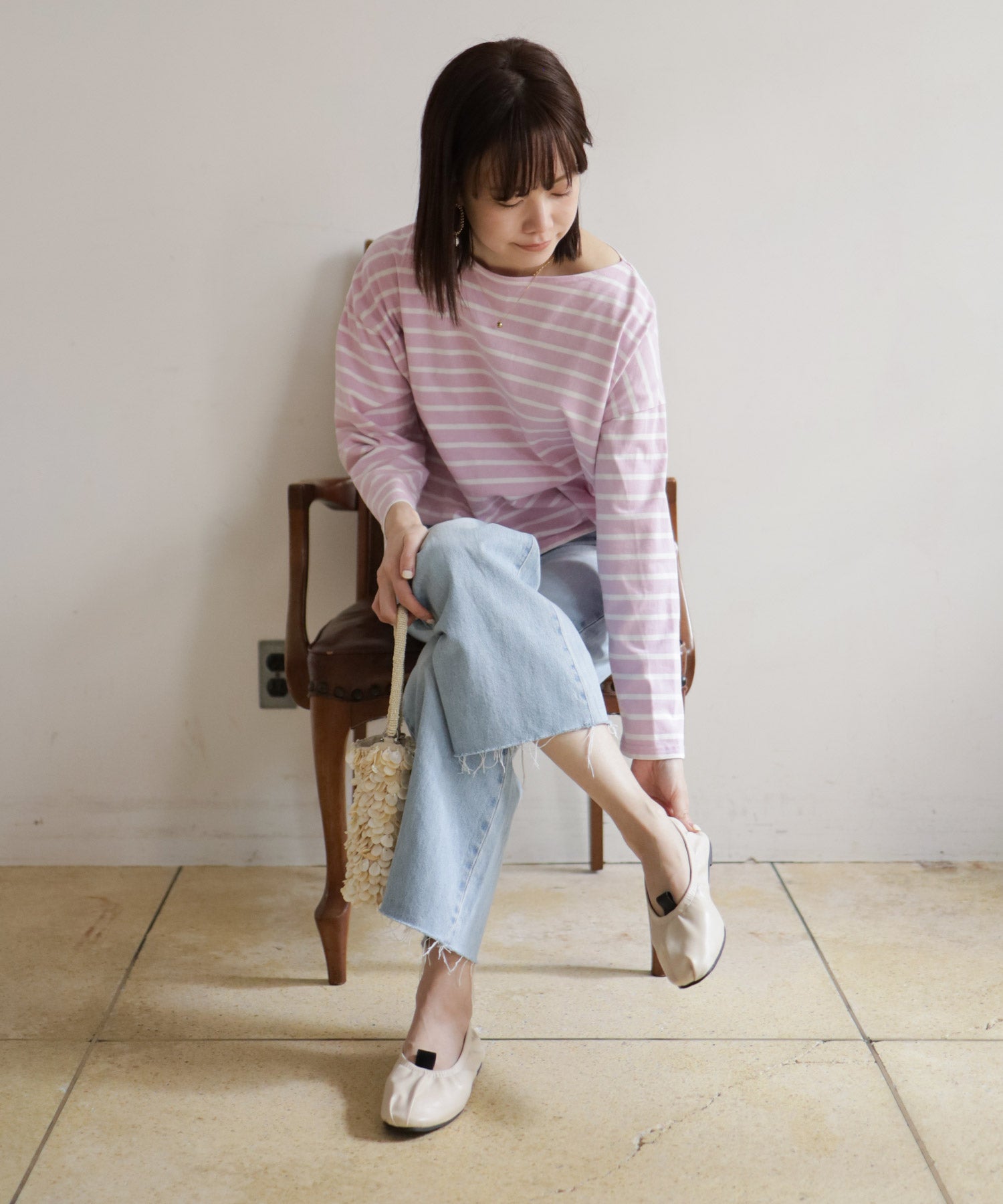 柔らかゴムフラットバレエパンプス▲返品交換不可