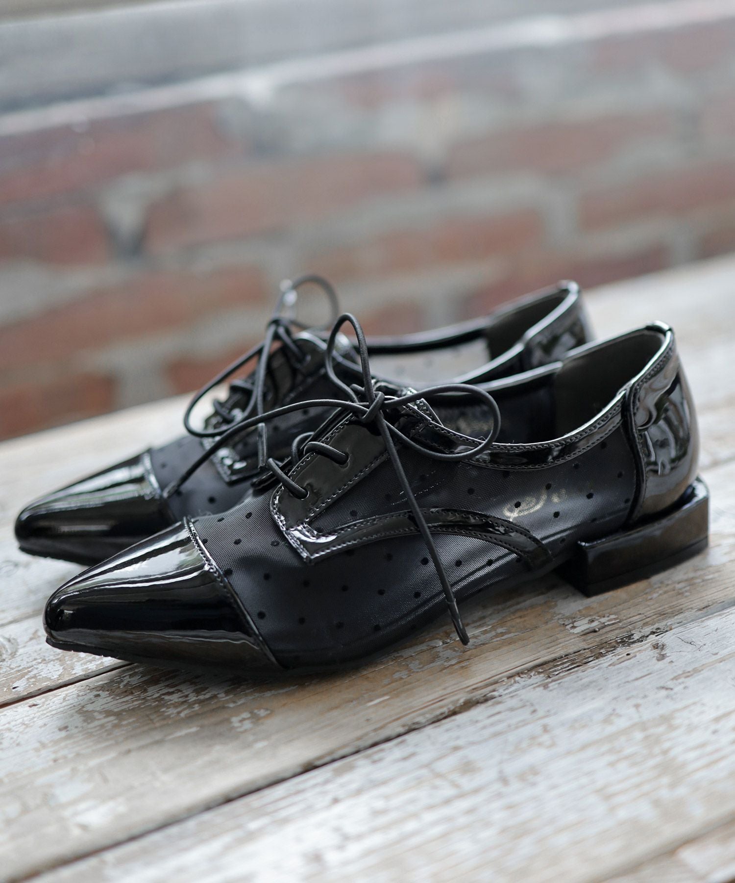 シースルードットレースアップシューズ