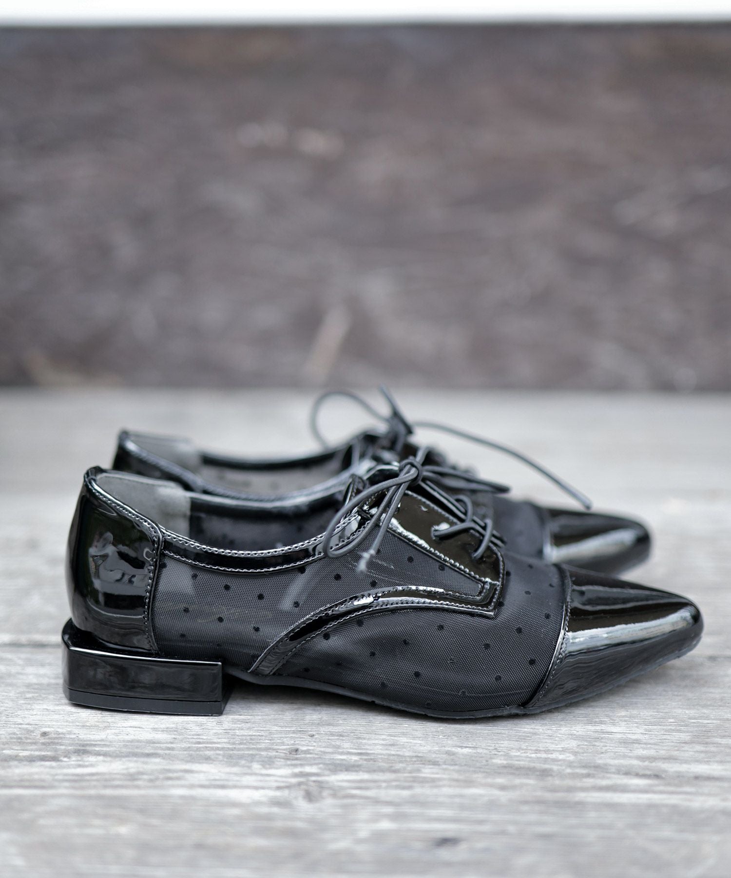 シースルードットレースアップシューズ