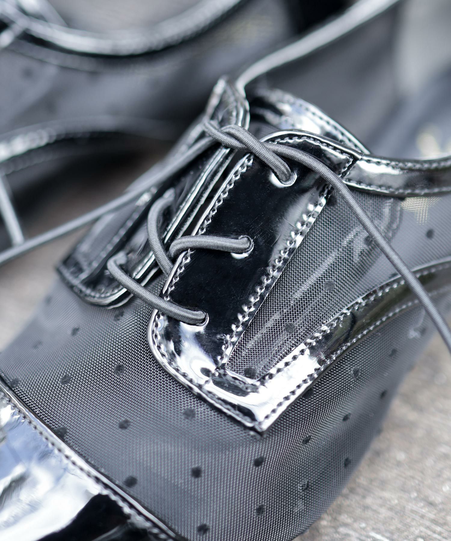 シースルードットレースアップシューズ