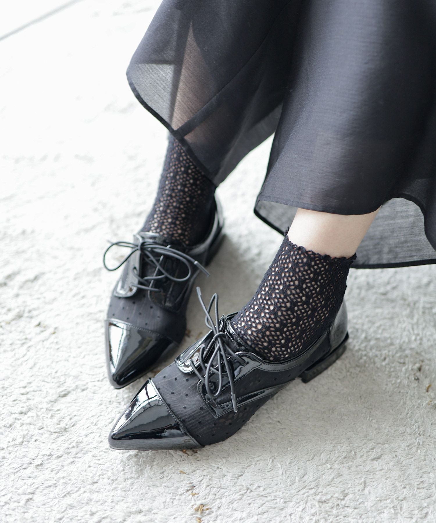 シースルードットレースアップシューズ