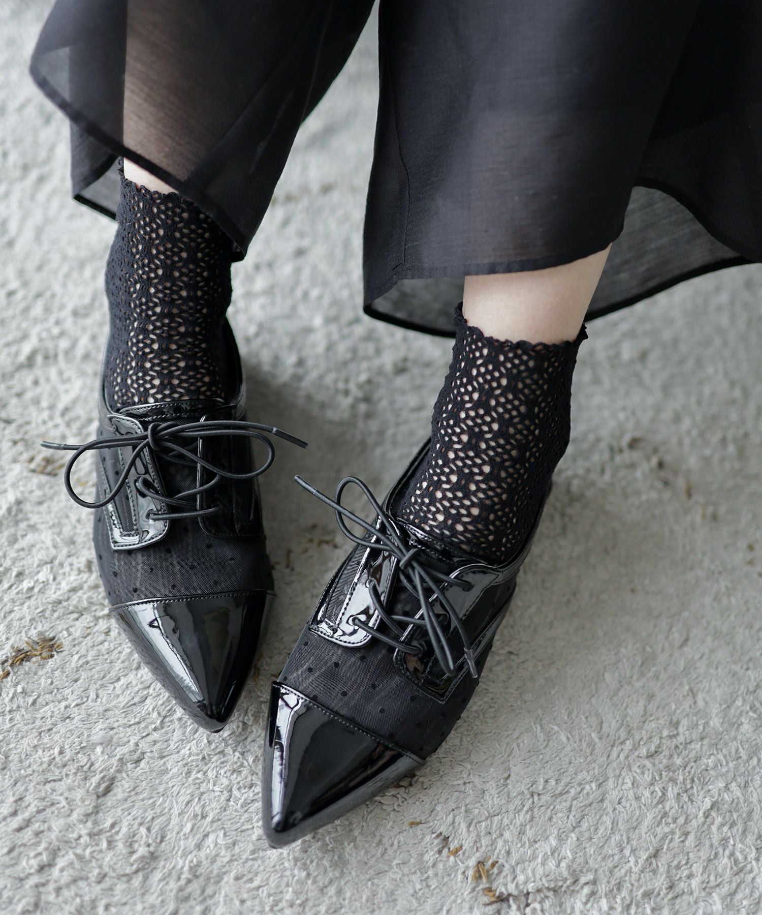 シースルードットレースアップシューズ