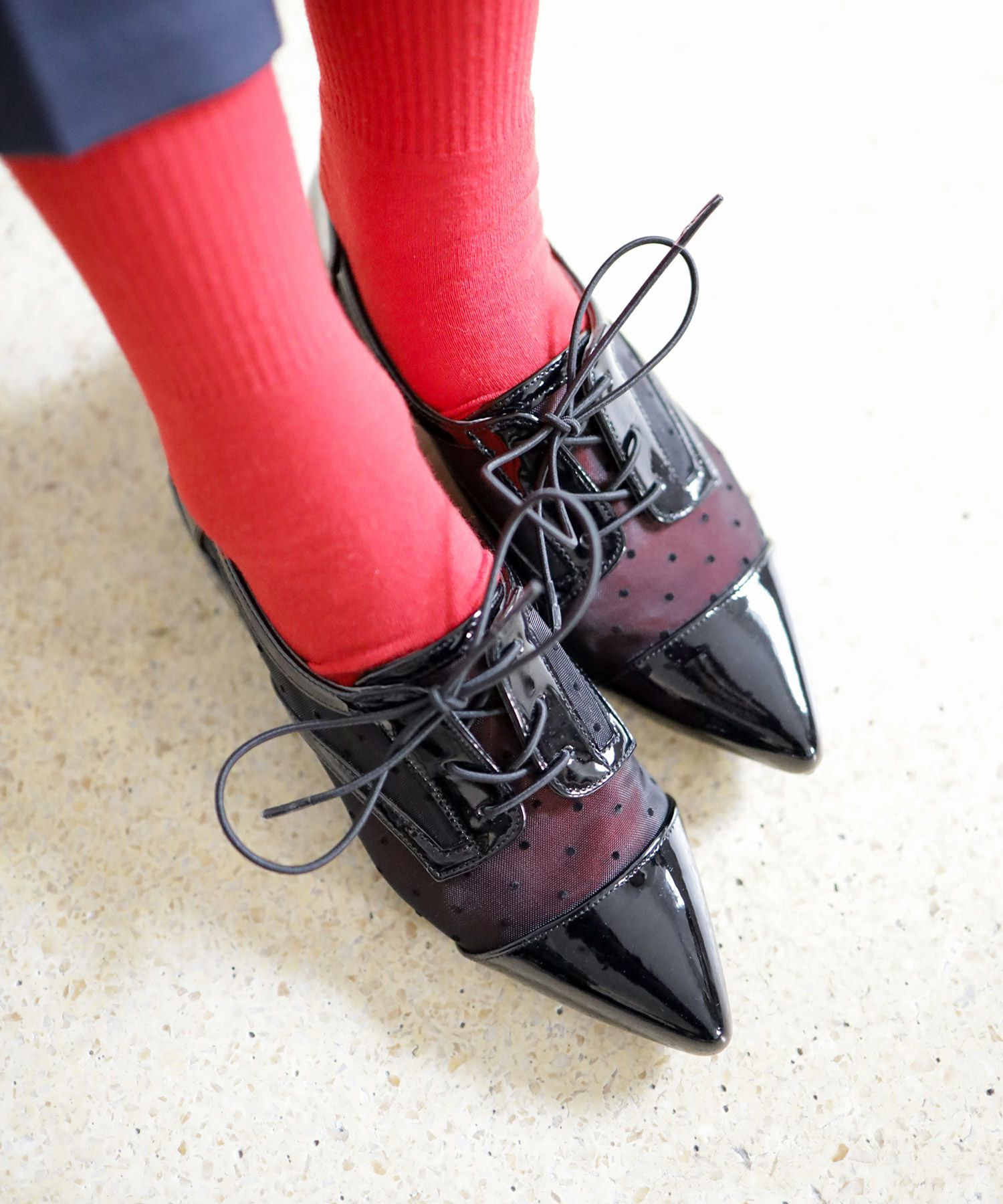 シースルードットレースアップシューズ