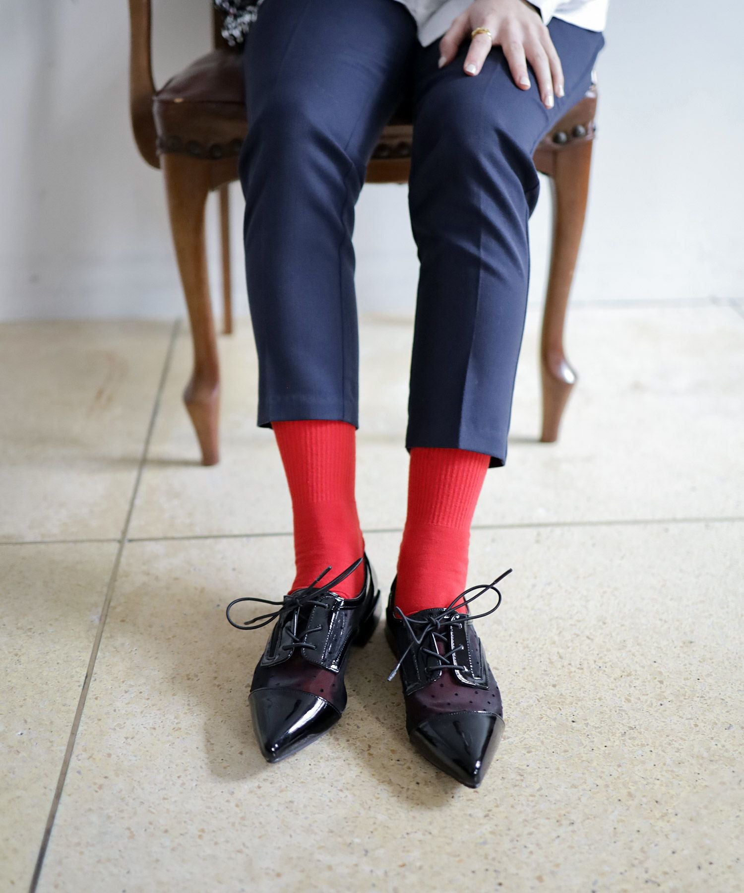 シースルードットレースアップシューズ