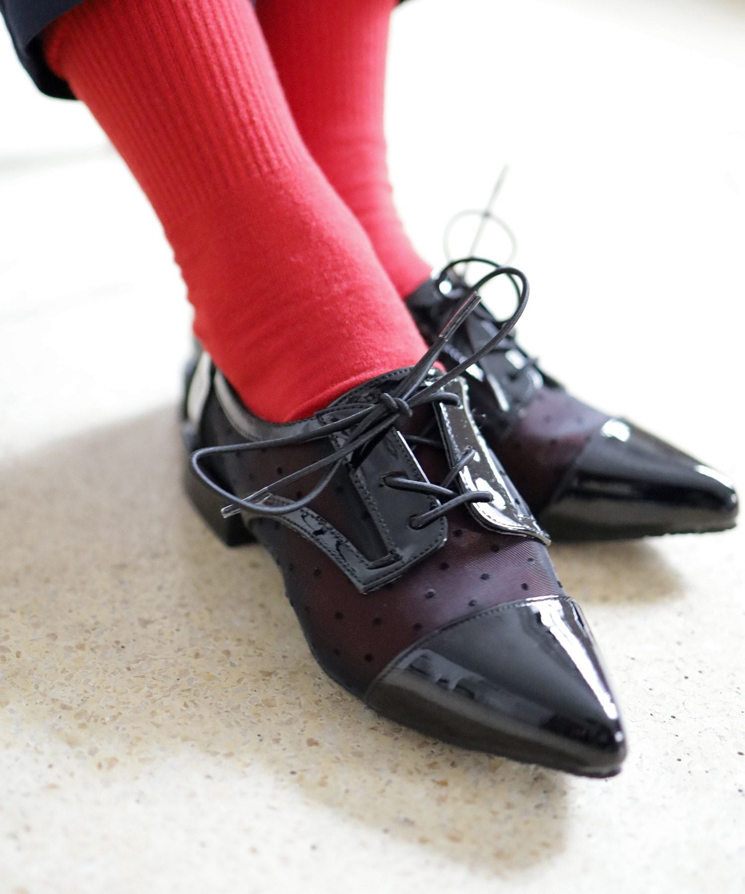 シースルードットレースアップシューズ