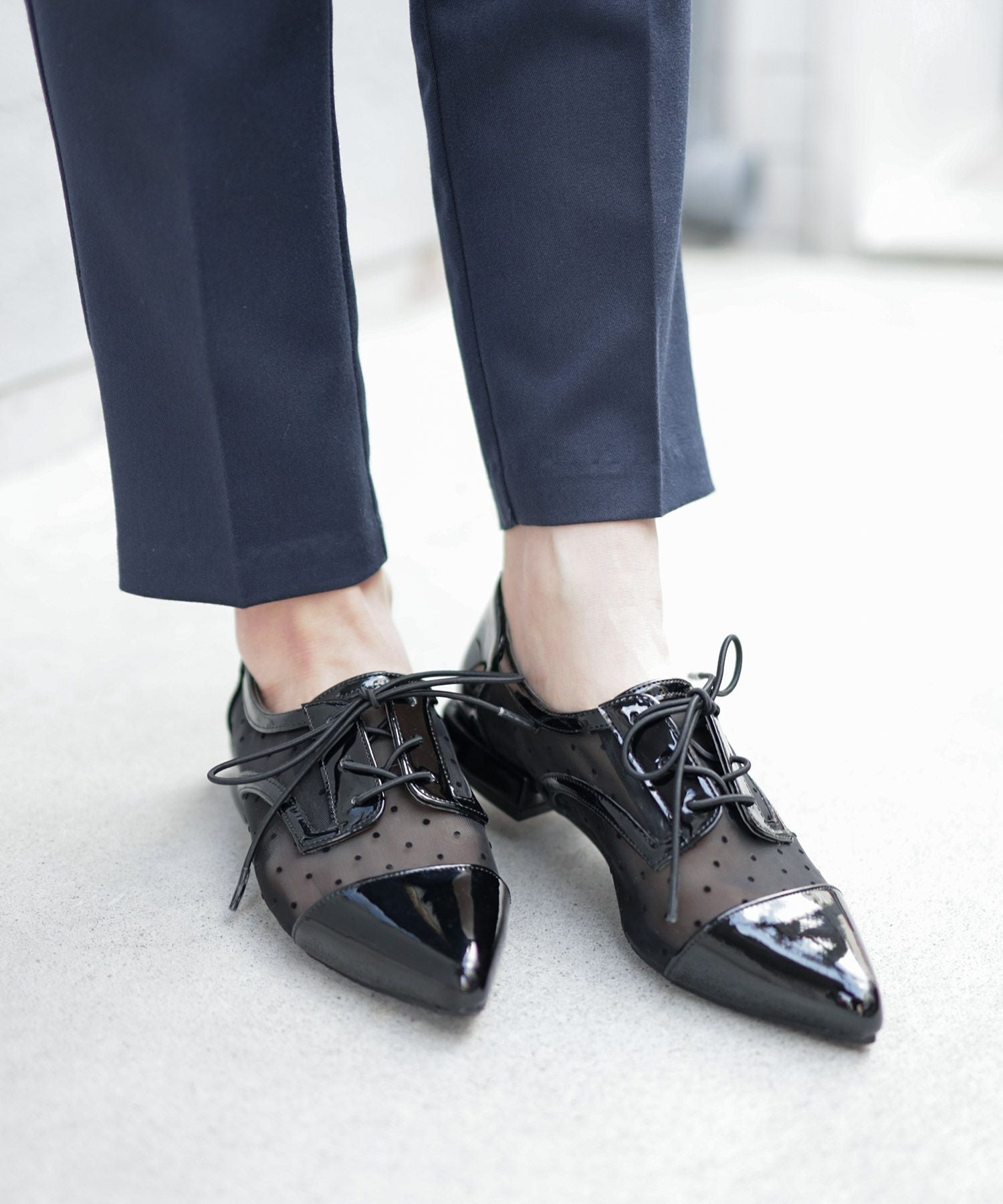 シースルードットレースアップシューズ