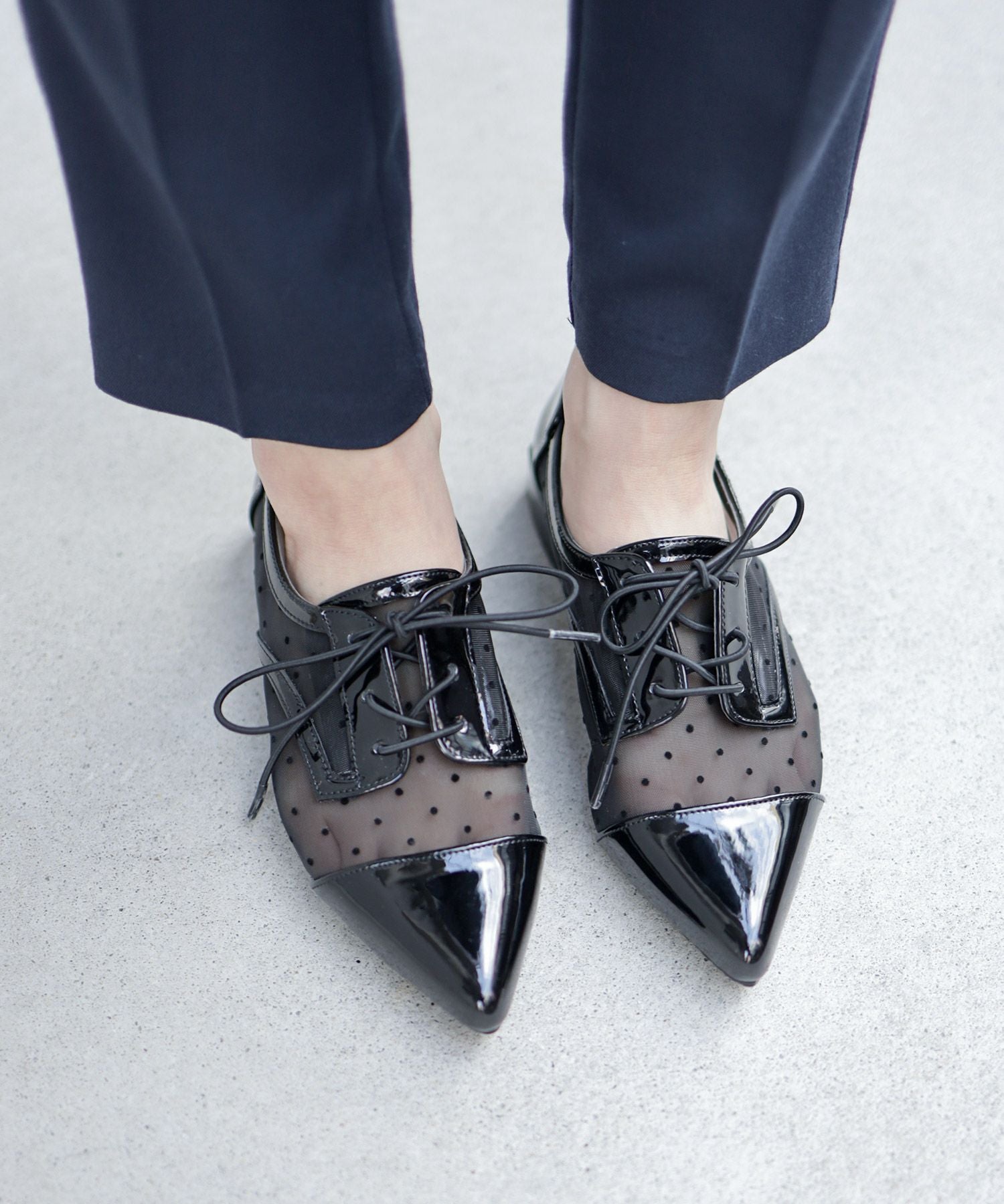 シースルードットレースアップシューズ