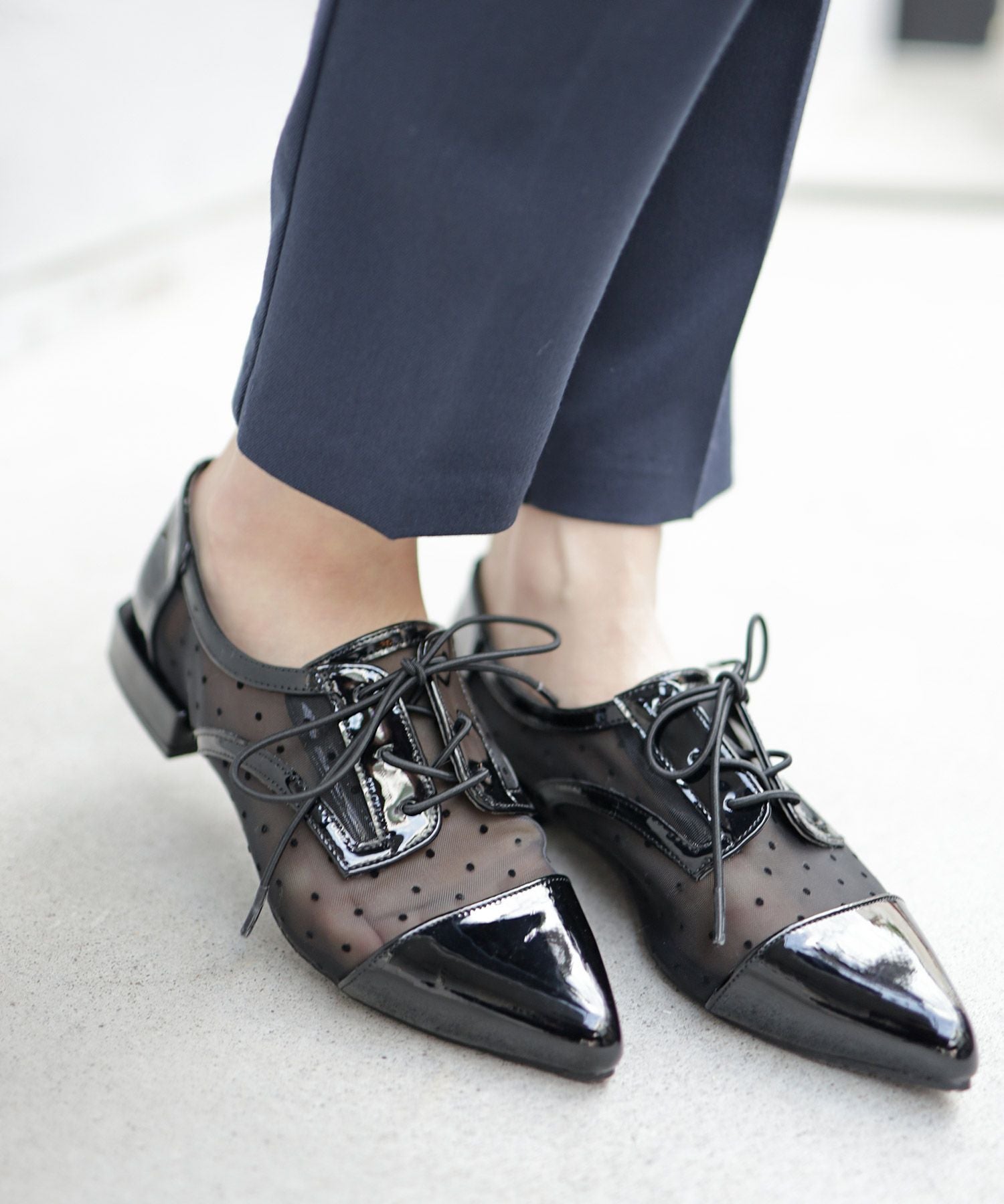 シースルードットレースアップシューズ