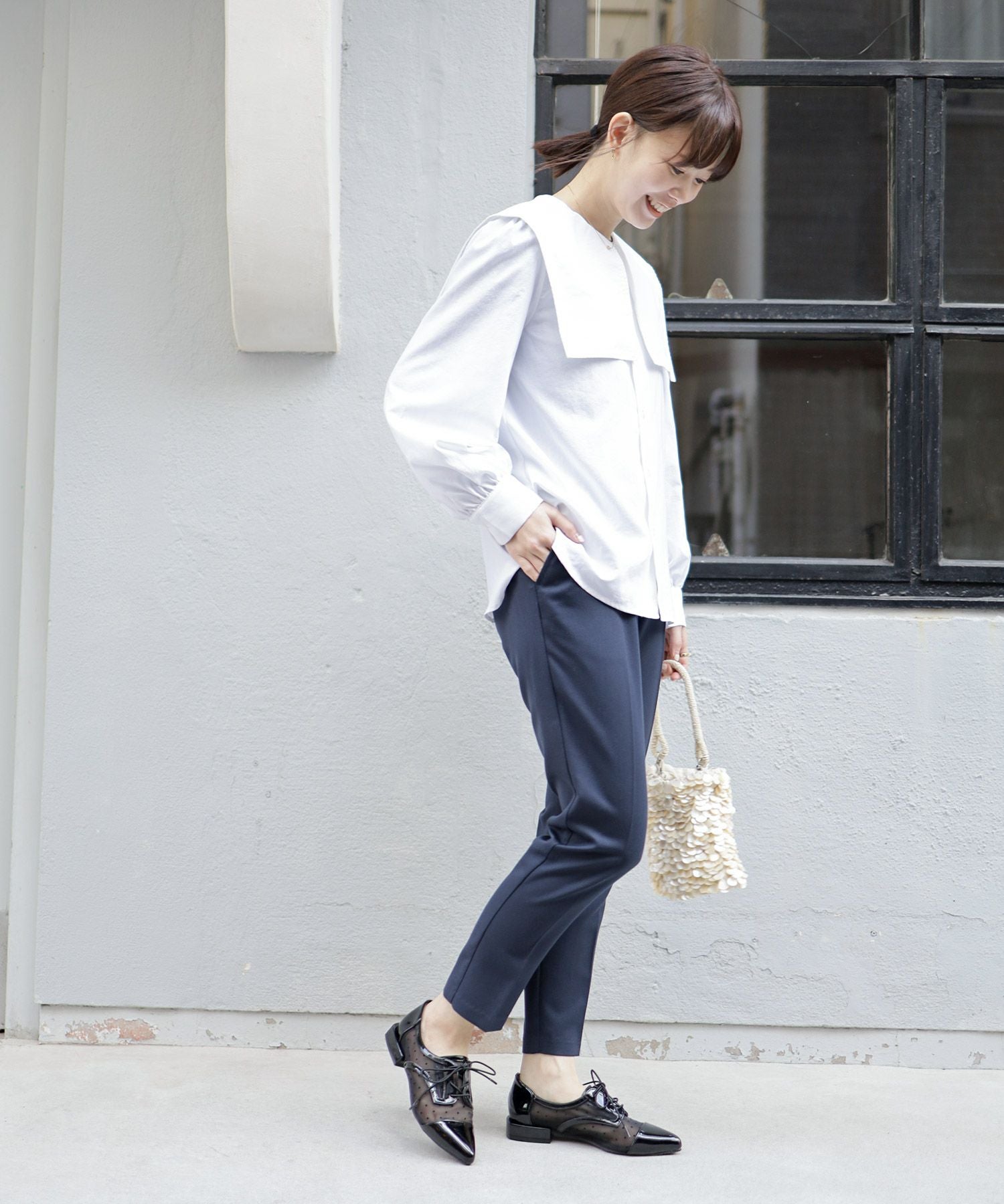 シースルードットレースアップシューズ