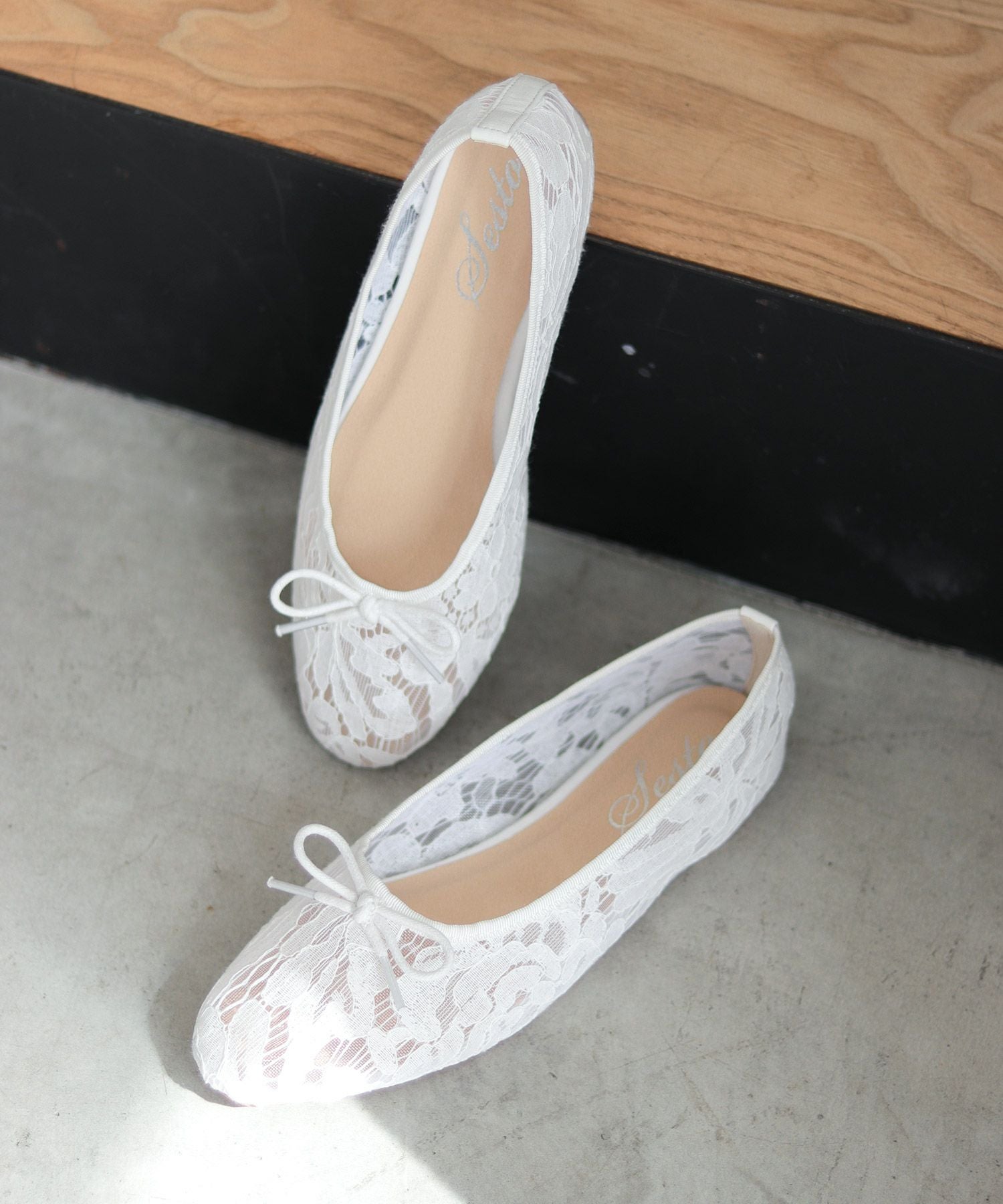 ラッセルレースシースルーバレエシューズ▲返品不可