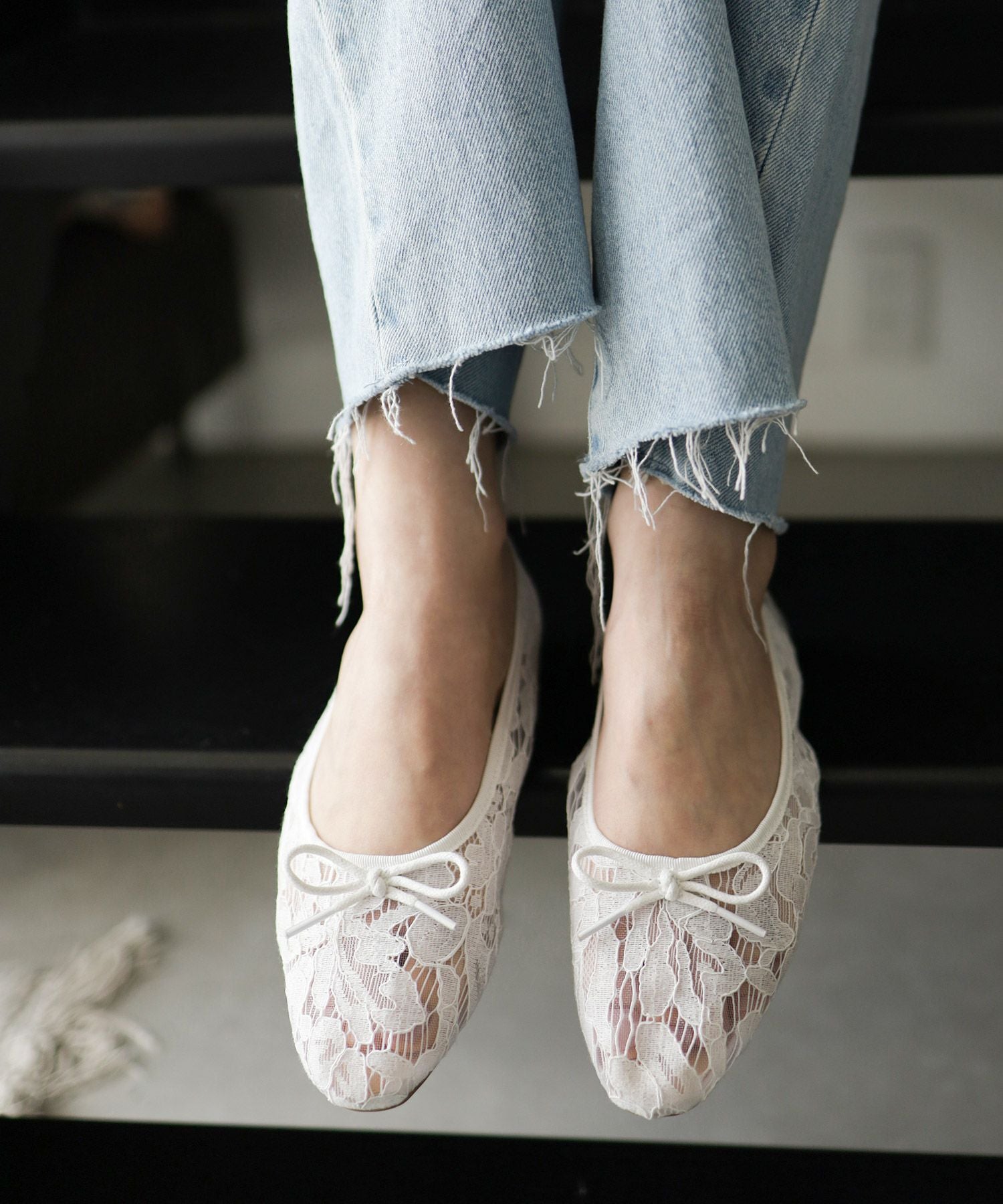 ラッセルレースシースルーバレエシューズ▲返品不可