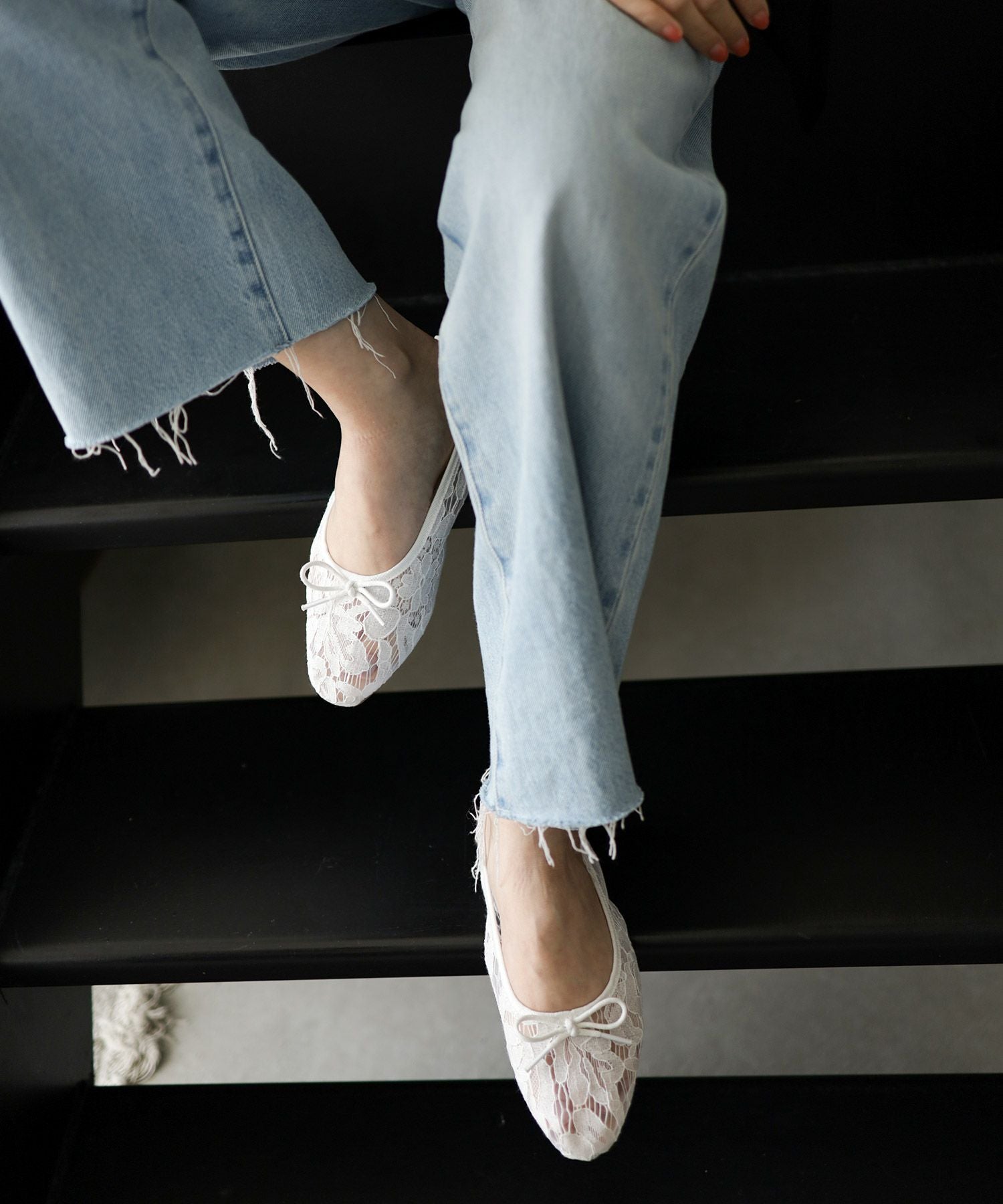 ラッセルレースシースルーバレエシューズ▲返品不可