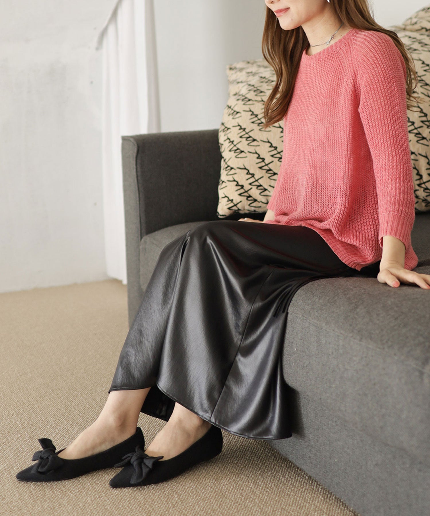 ポインテッドトゥリボンフラットパンプス