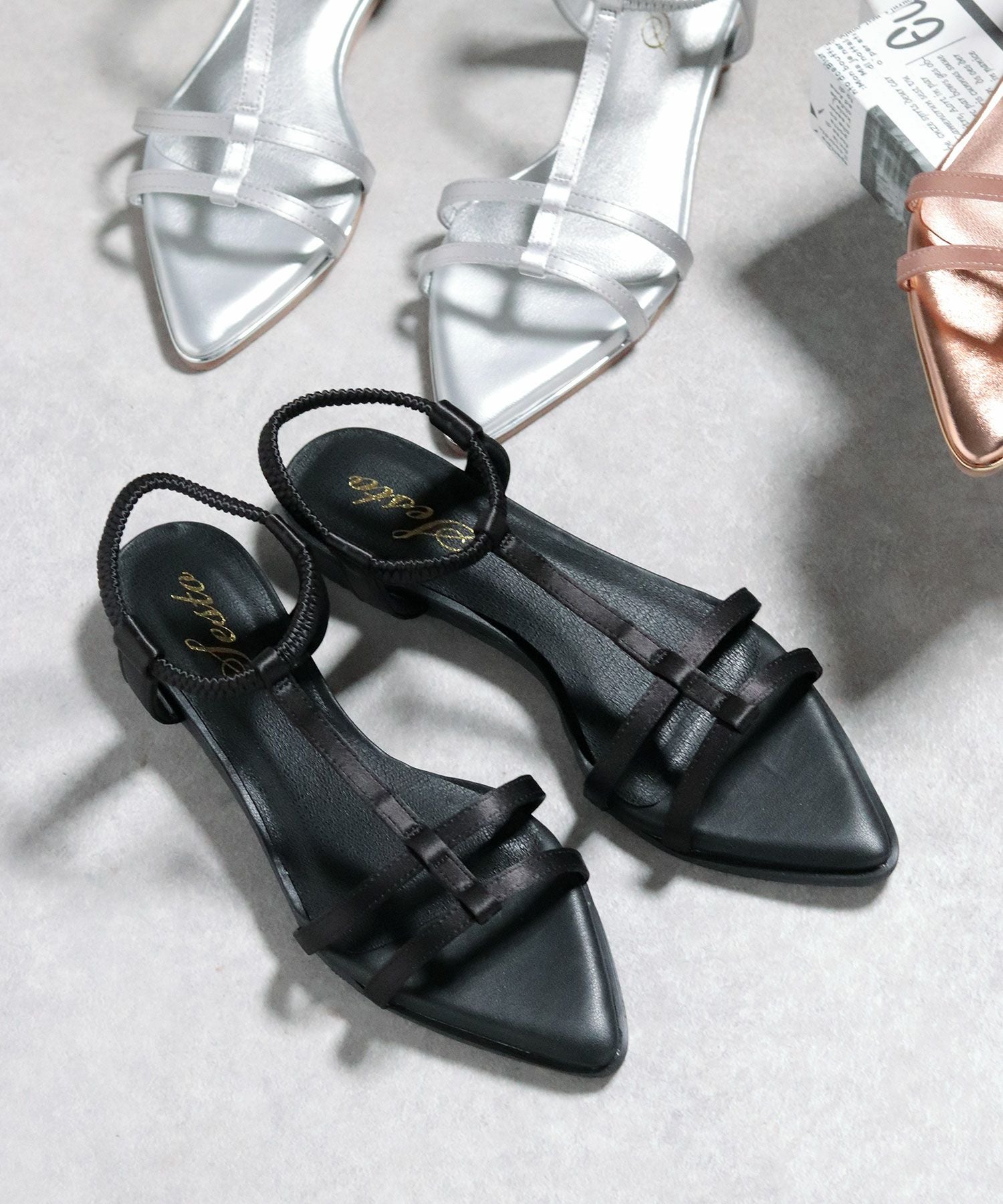 アンクルゴムフィットサテンイージーサンダル Newカラー Newサイズ 一部3月末頃入荷予定