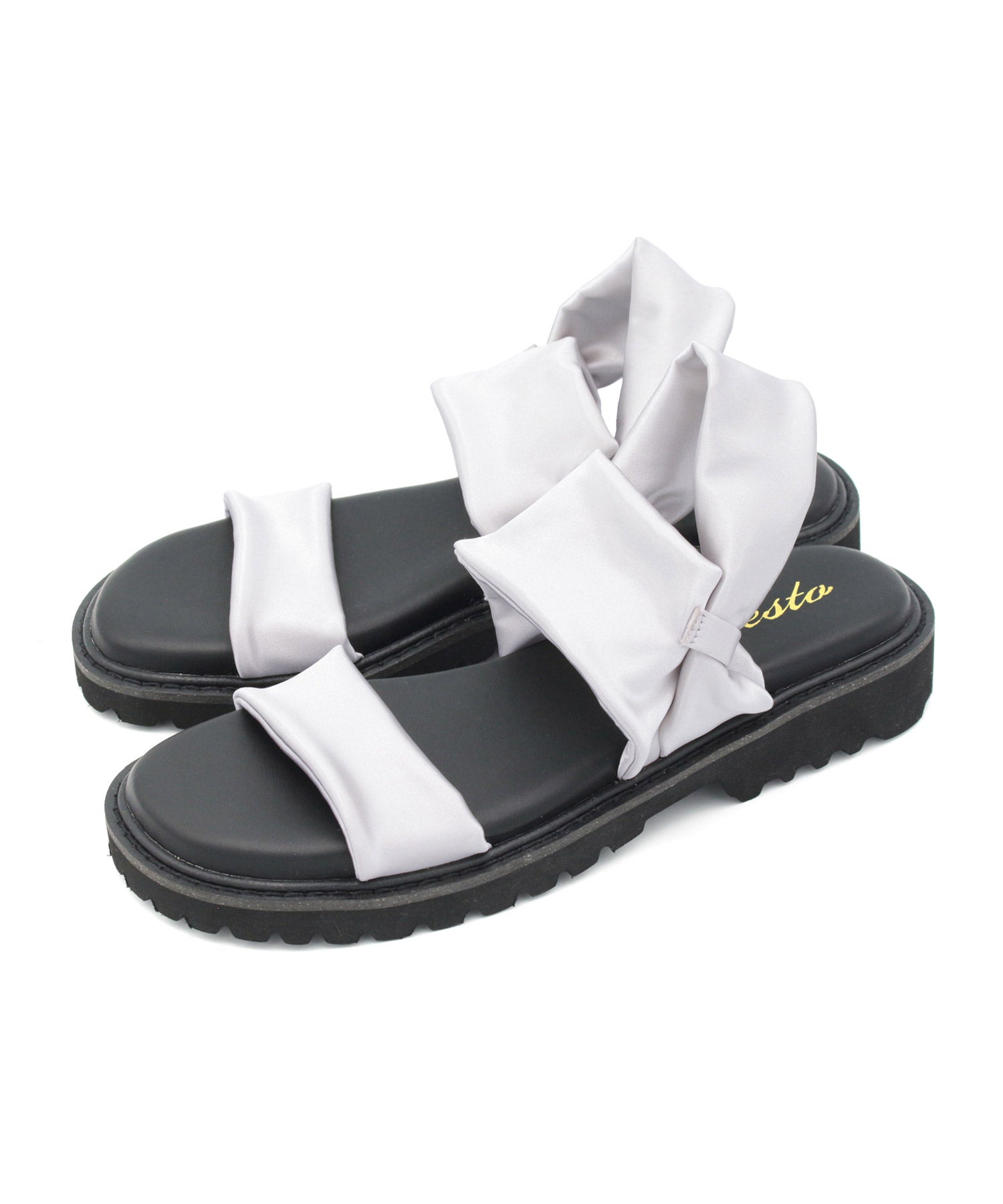 ストレッチサテン軽量厚底サンダル 一部3月下旬入荷予約商品