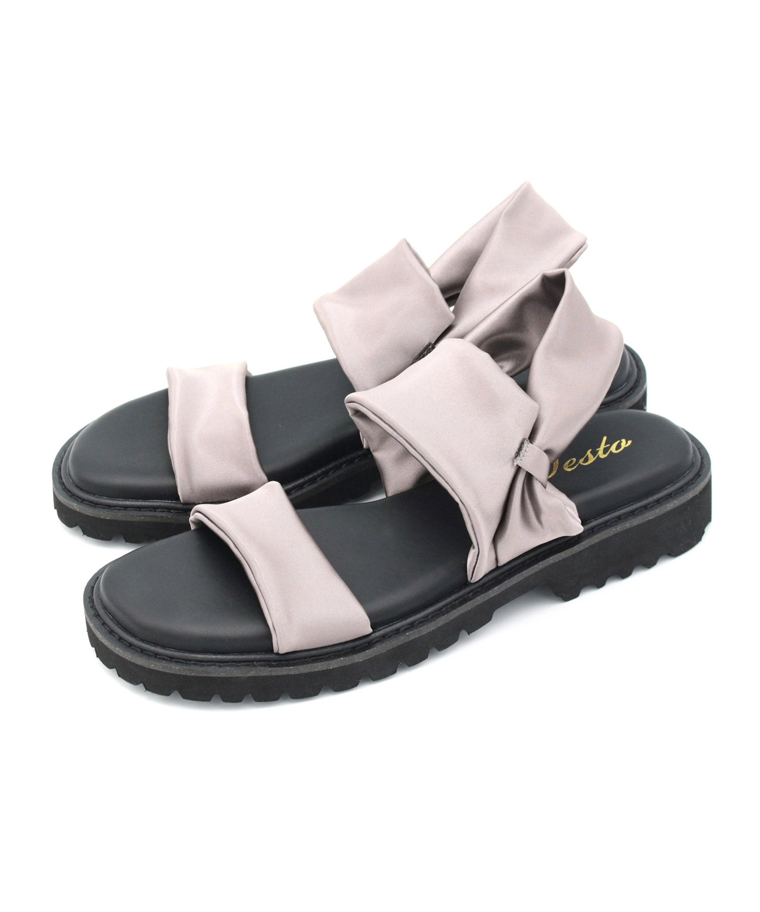 ストレッチサテン軽量厚底サンダル 一部3月下旬入荷予約商品