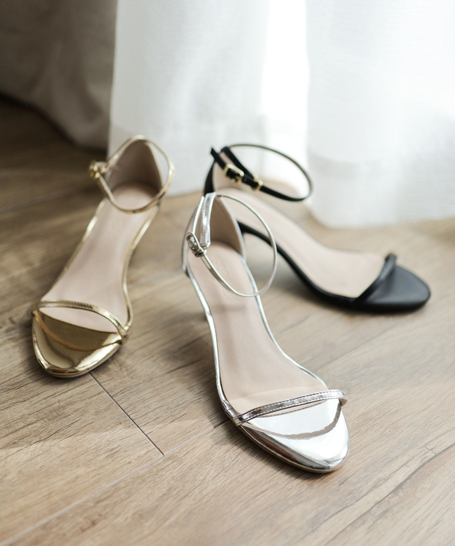 ワンストラップキトゥンヒールサンダル▲返品不可