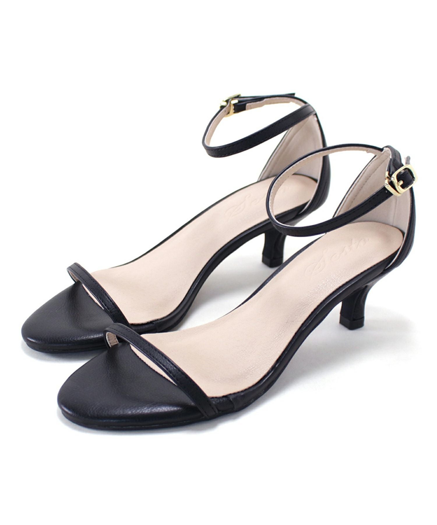 ワンストラップキトゥンヒールサンダル▲返品不可