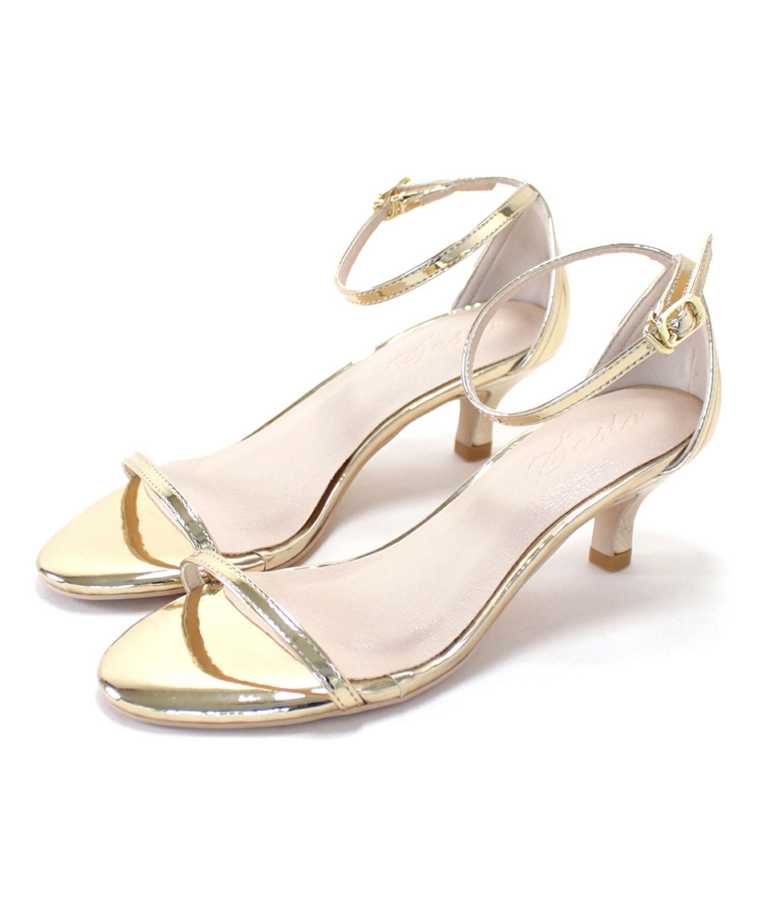 ワンストラップキトゥンヒールサンダル▲返品不可