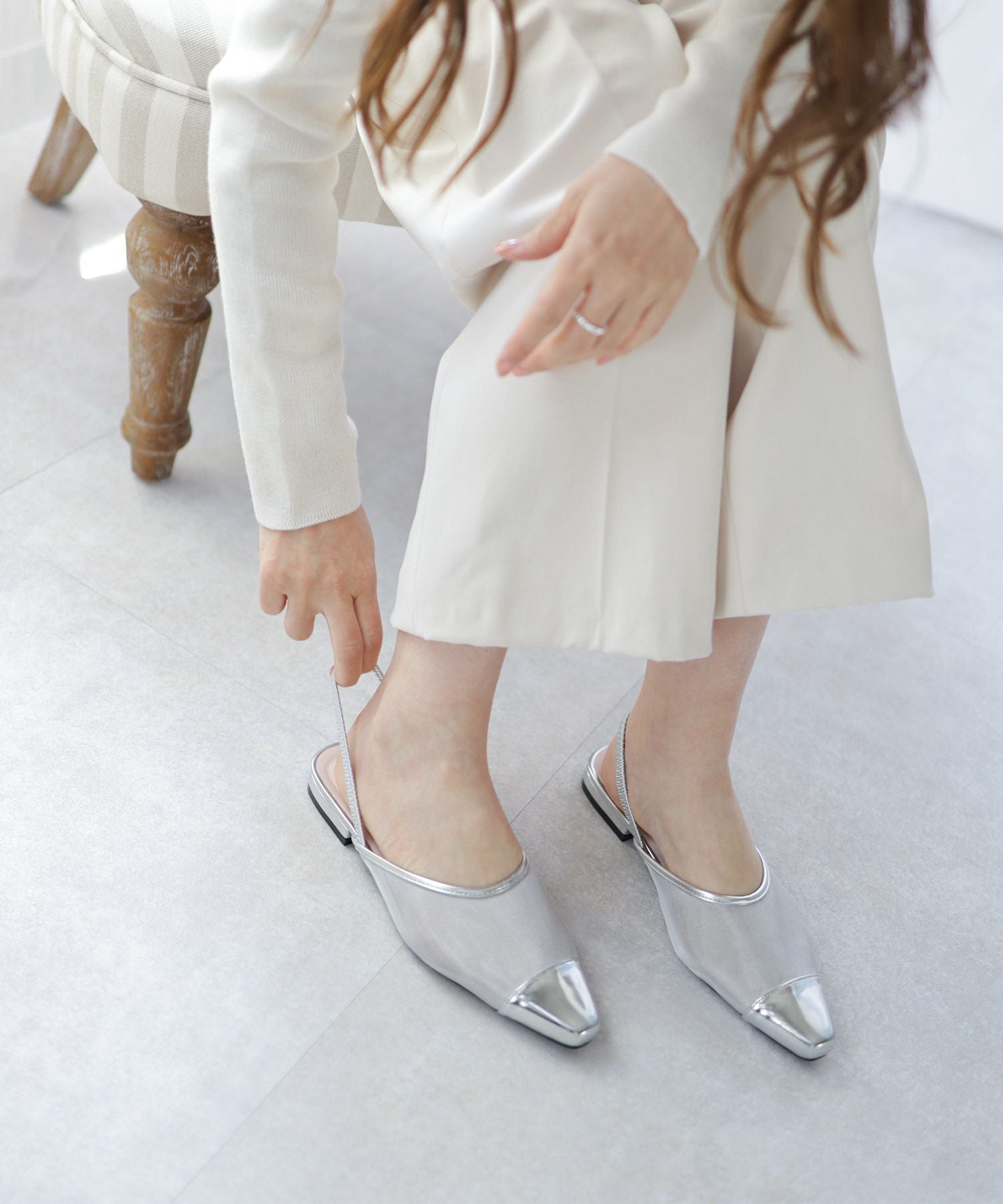 シースルーゴムフィット2wayミュールサンダル Newサイズ