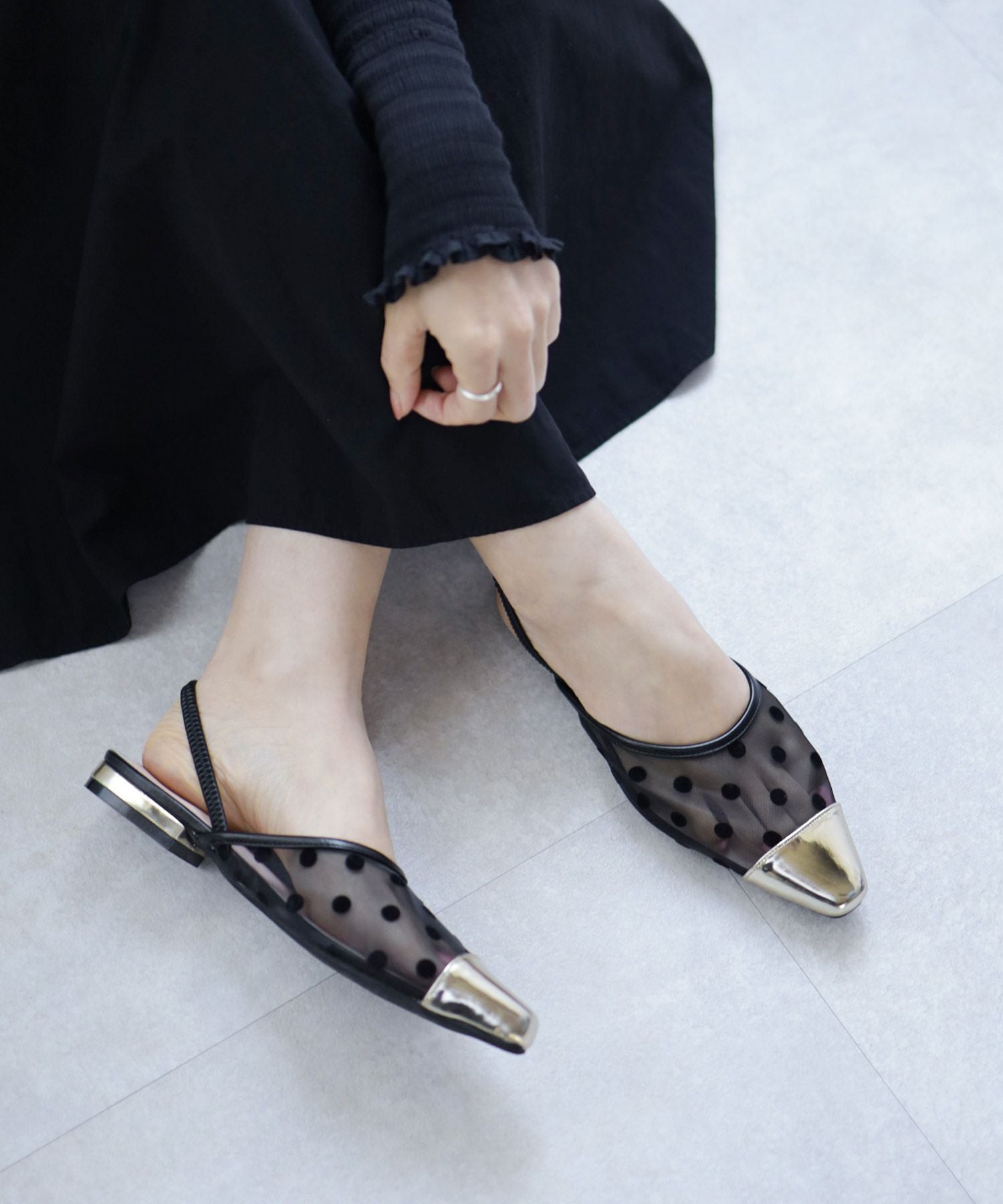 シースルーゴムフィット2wayミュールサンダル Newサイズ