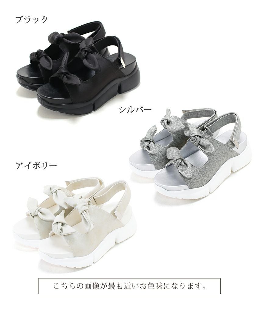 ダブルリボン軽量スポーティソールサンダル▲返品不可
