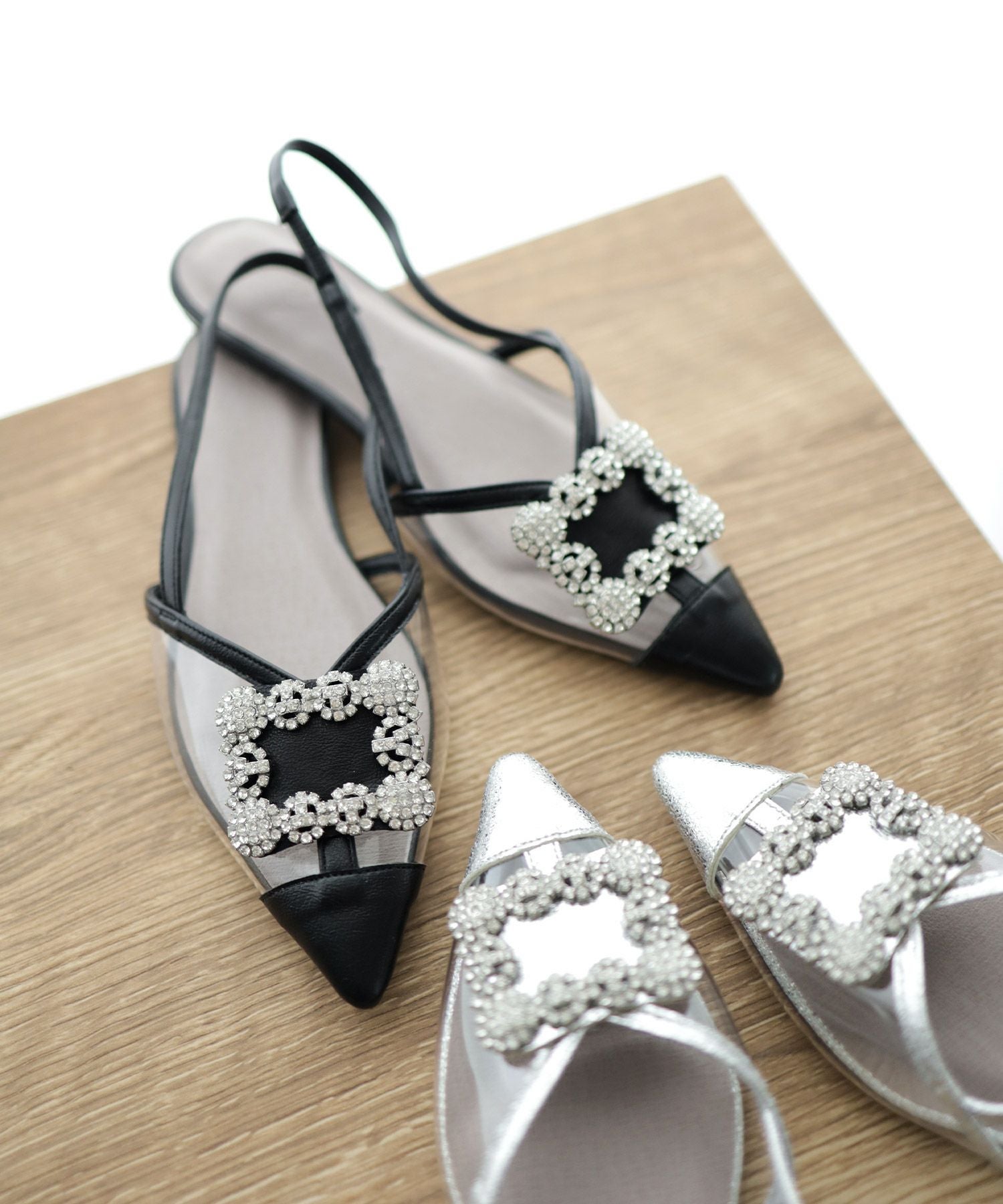 ビジュー付きクリアサンダル▲返品不可