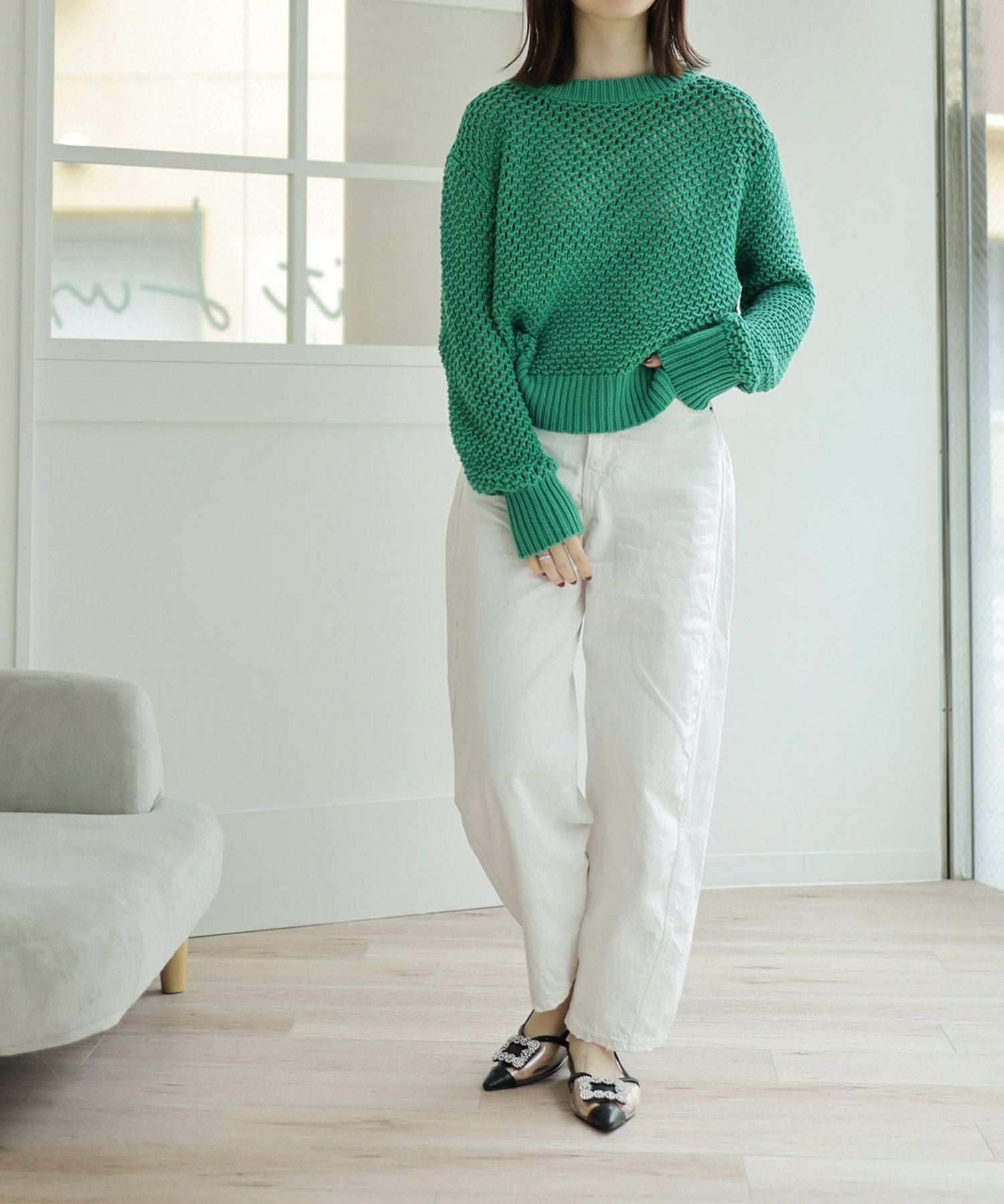 ビジュー付きクリアサンダル▲返品不可