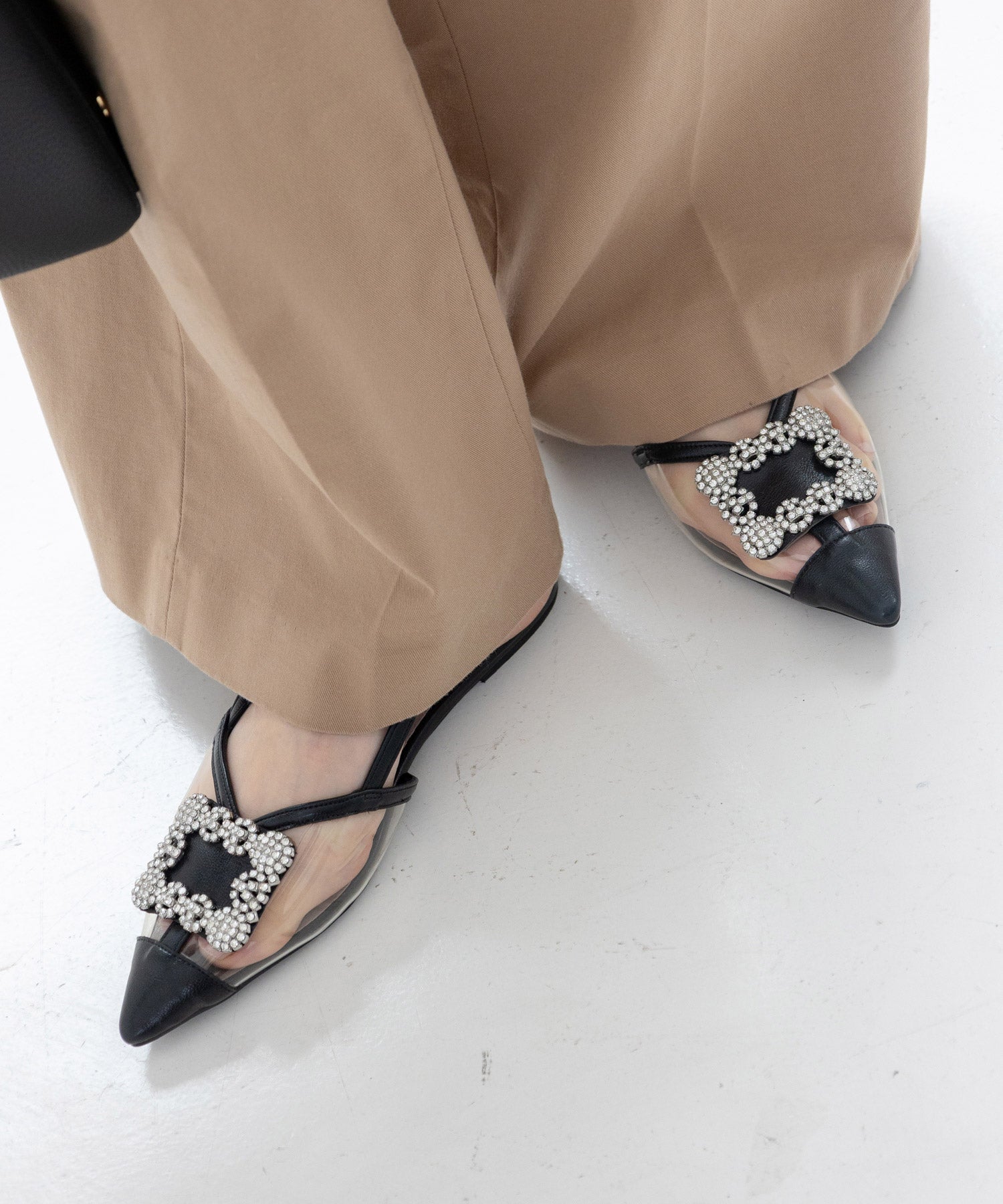 ビジュー付きクリアサンダル▲返品不可