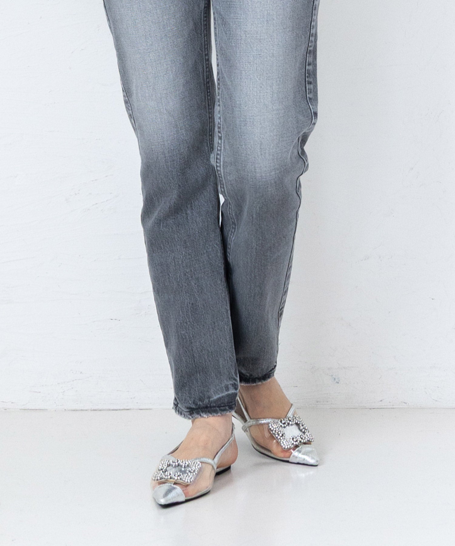 ビジュー付きクリアサンダル▲返品不可