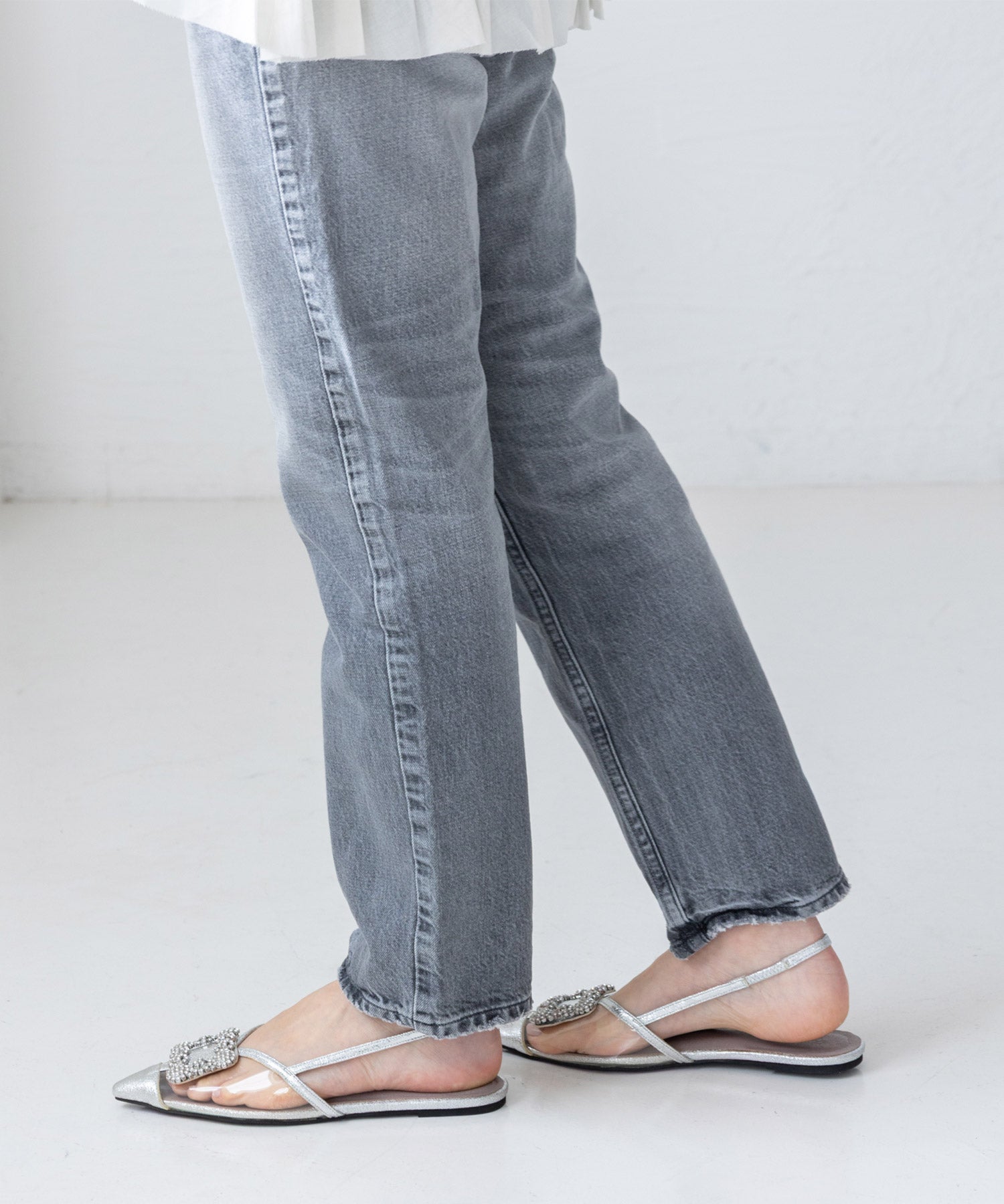 ビジュー付きクリアサンダル▲返品不可