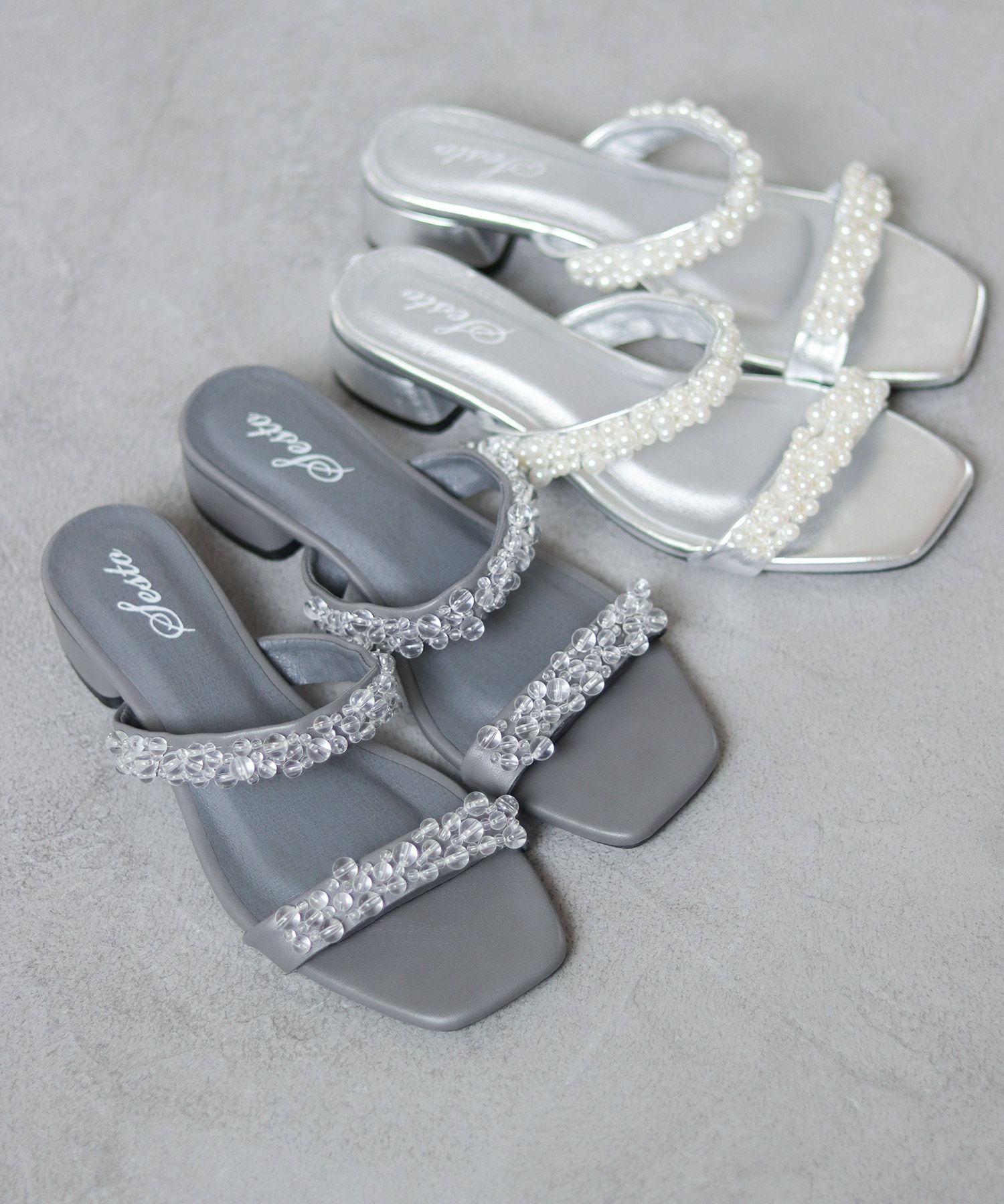 キラキラパール＆ガラスミュールサンダル▲返品不可