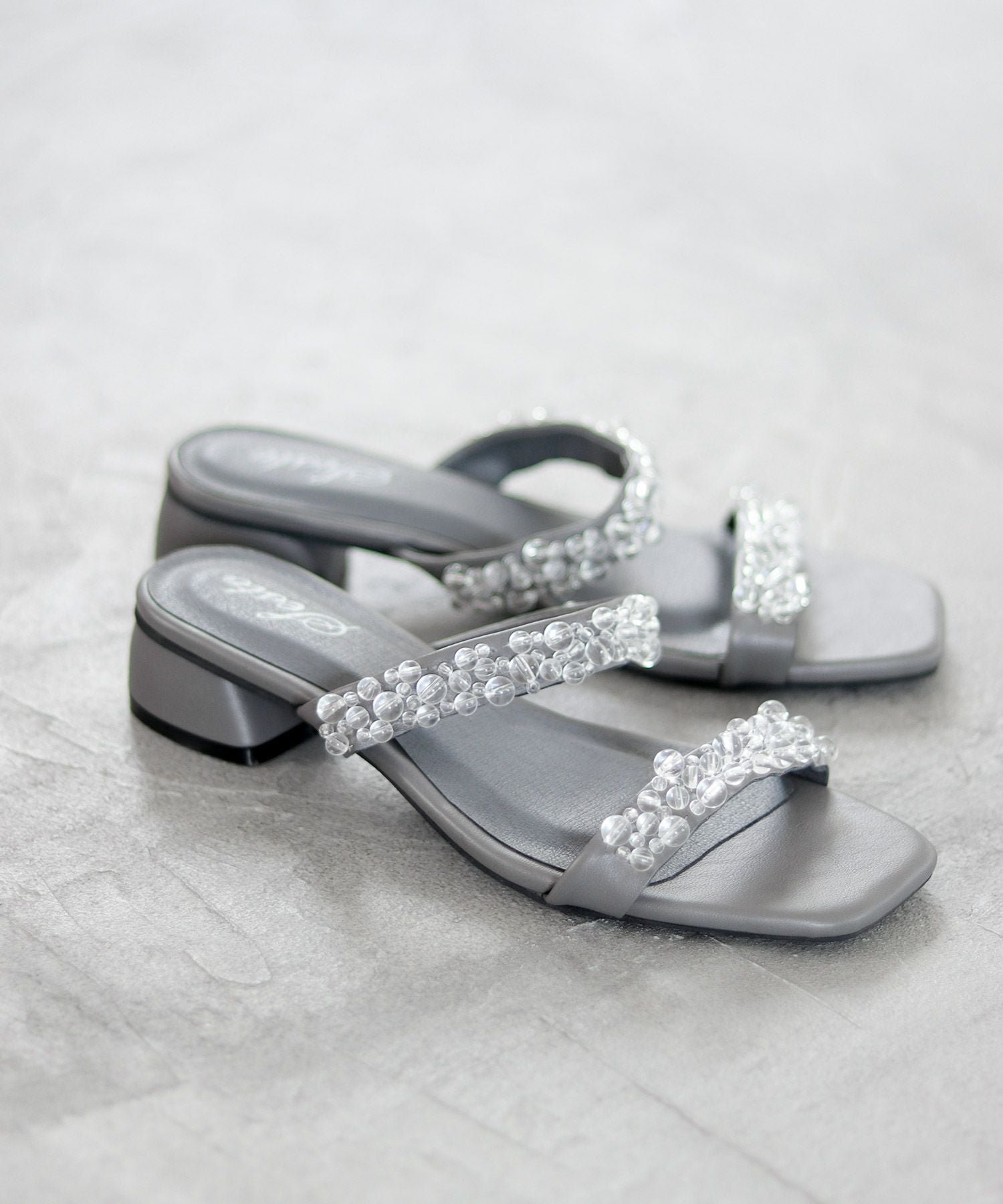 キラキラパール＆ガラスミュールサンダル▲返品不可