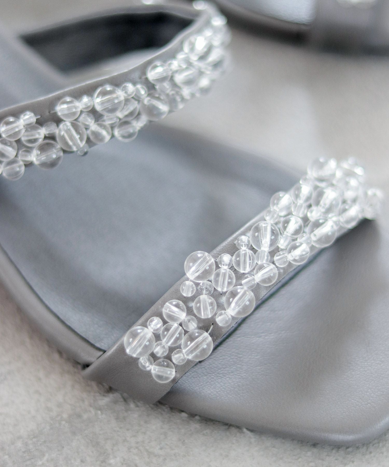 キラキラパール＆ガラスミュールサンダル▲返品不可