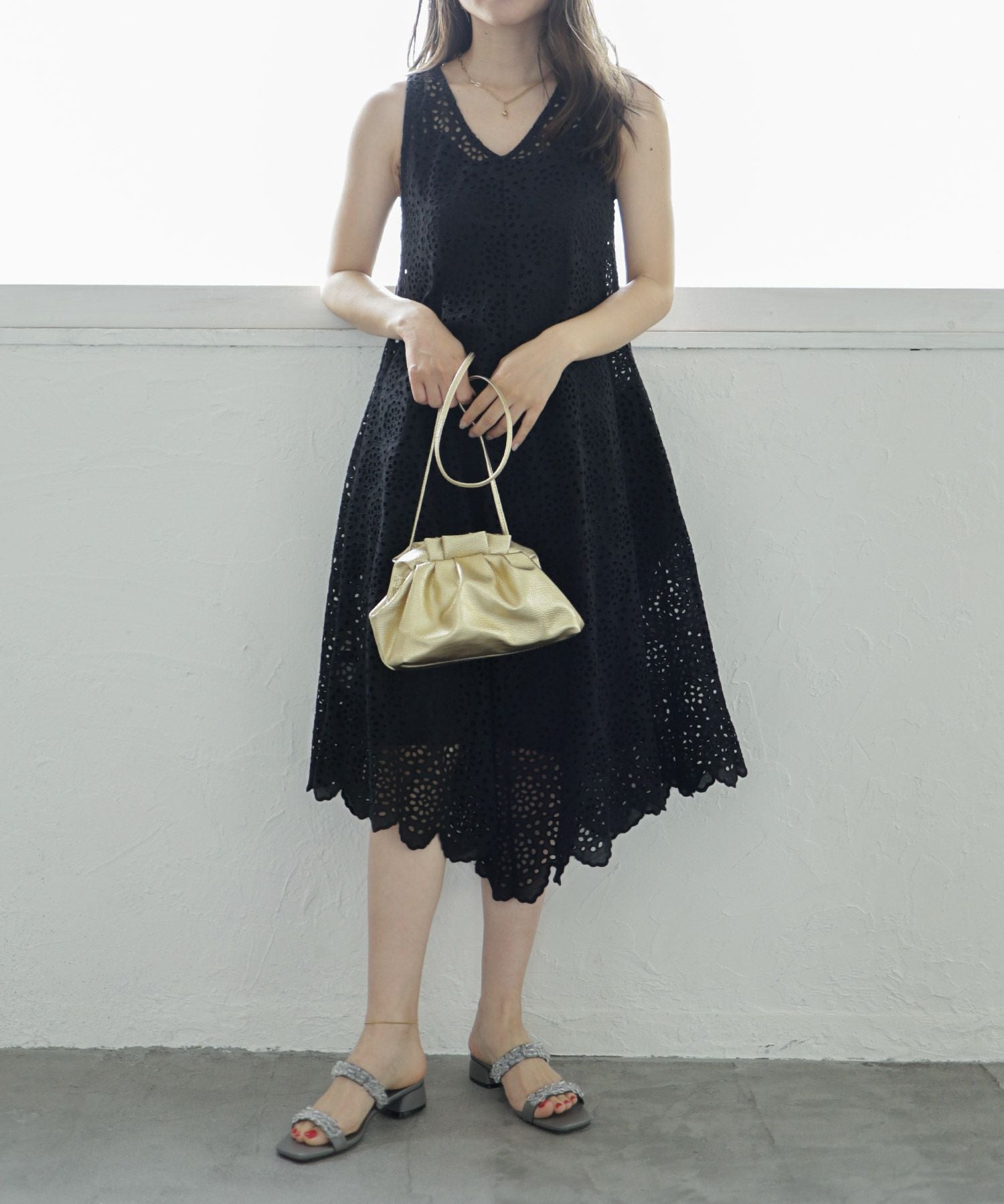 キラキラパール＆ガラスミュールサンダル▲返品不可